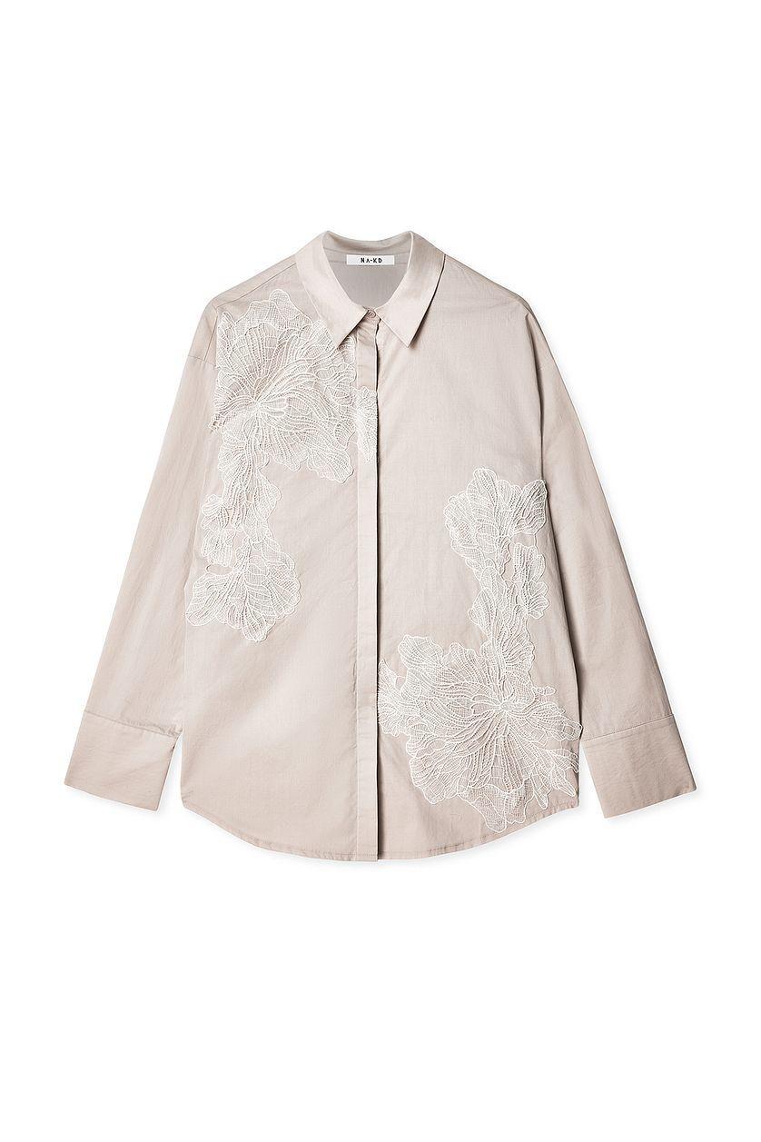 Cotton Embroidered Lace Shirt Product Image
