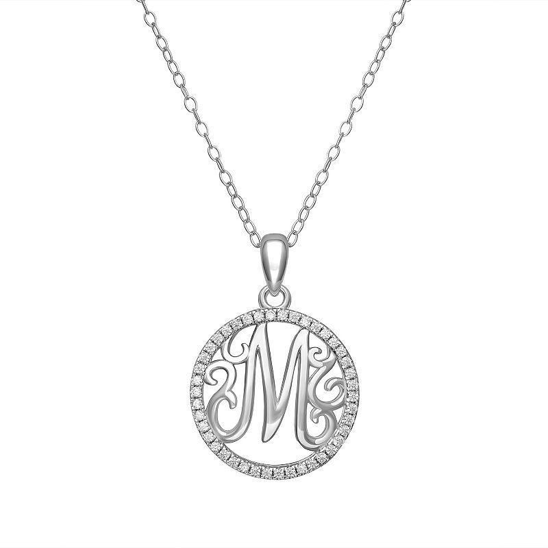 PRIMROSE Sterling Silver Cubic Zirconia Initial Pendant Necklace, Womens Product Image