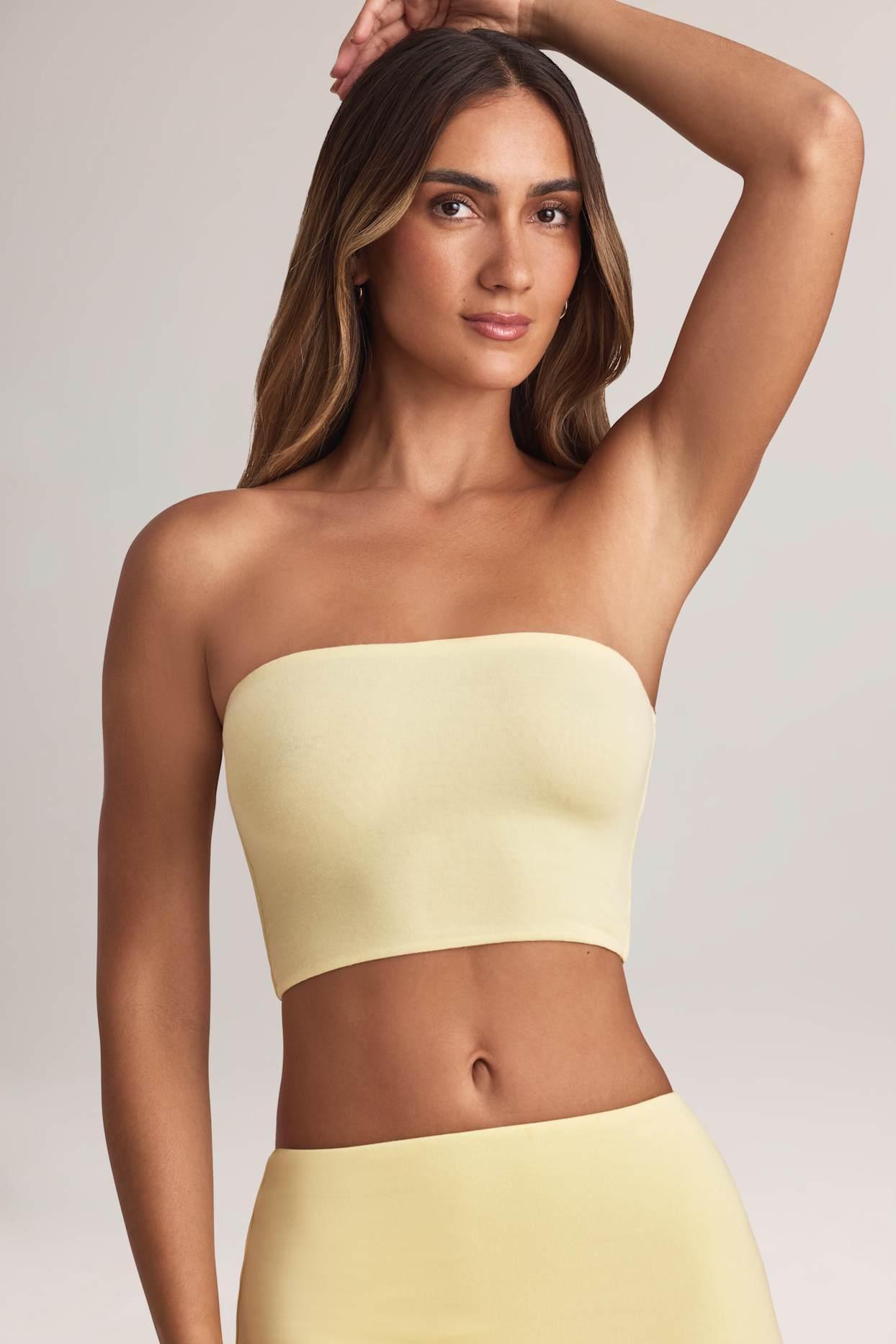 Modal Strapless Crop Top in Lemon Sherbet Product Image
