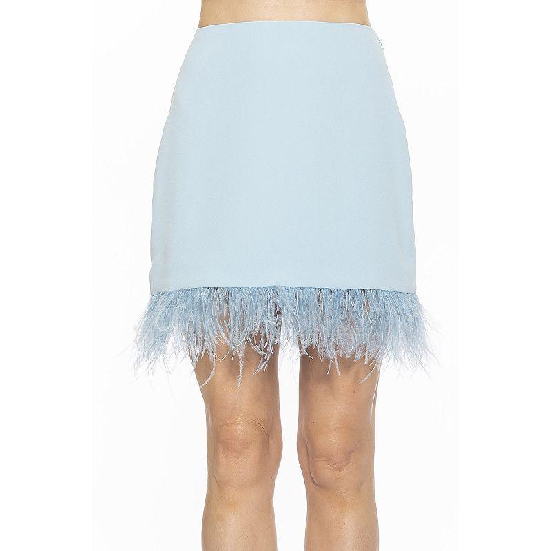 Women's ALEXIA ADMOR Flora Classic Mini Skirt With Feather Trim, Size: 2, Pink Product Image