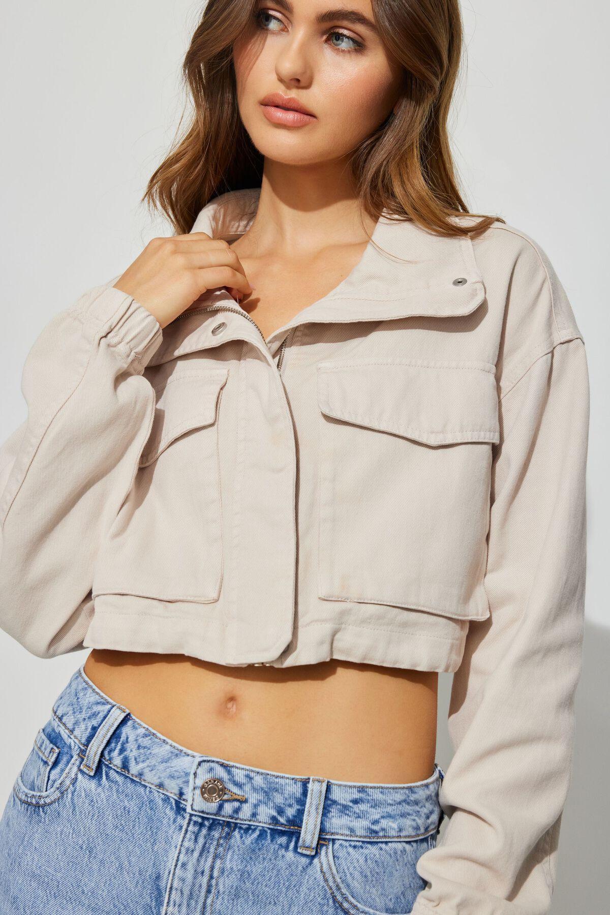 Cropped Utility Denim Jacket Product Image