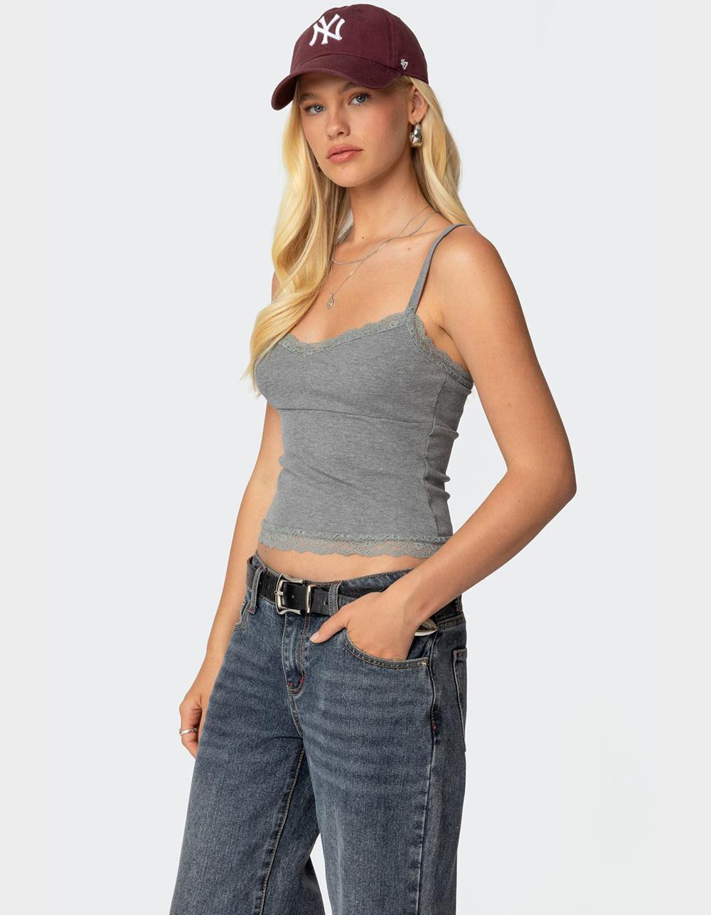 EDIKTED Mireille Lacey Tank Top Product Image