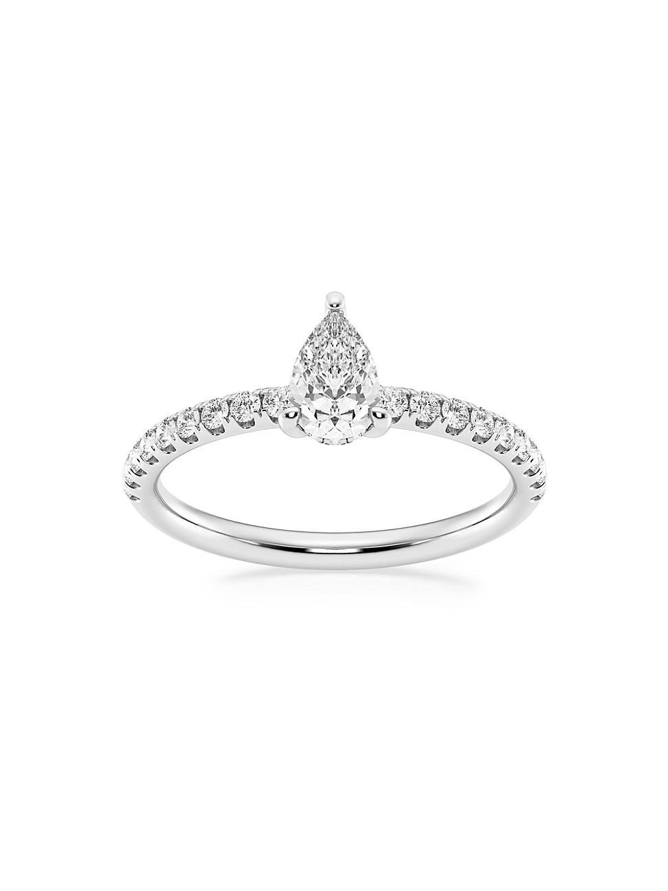 Womens Platinum & Pear-Cut Lab-Grown Diamond Hidden Halo Ring/0.80-3.41 TCW Product Image