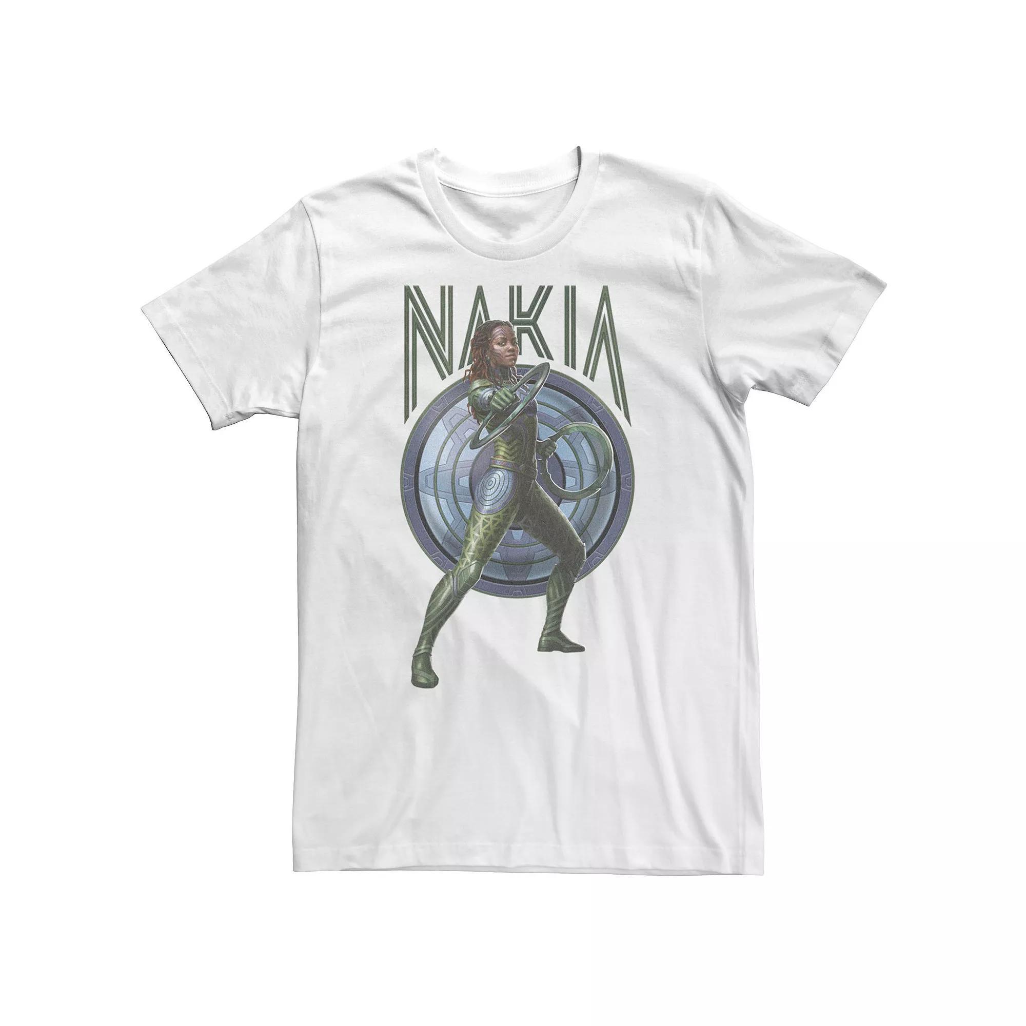 Men's Marvel Wakanda Forever Nakia Blue Shield Tee, Size: XL, White Product Image