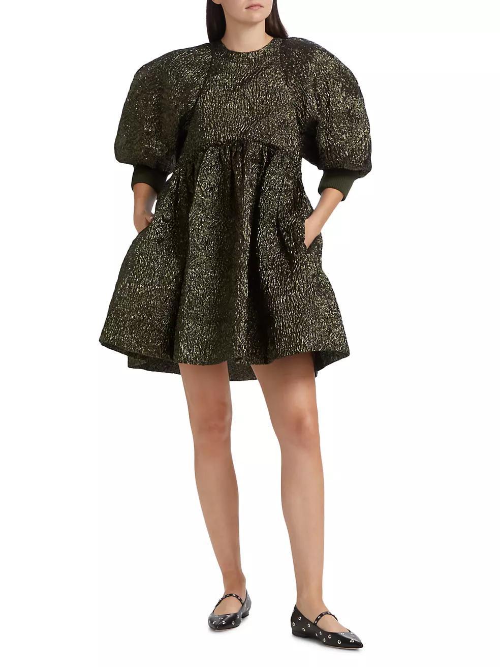 Metallic Cloqué Smock Minidress Product Image