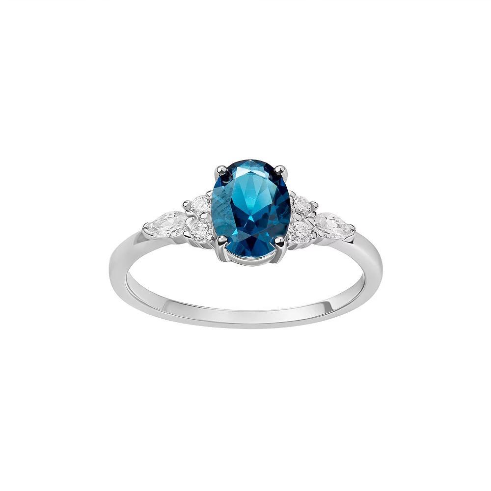 PRIMROSE Sterling Silver Oval Blue Nano & Marquise Cubic Zirconia Cluster Ring, Women's, Size: 8, Sterling And Blue Product Image