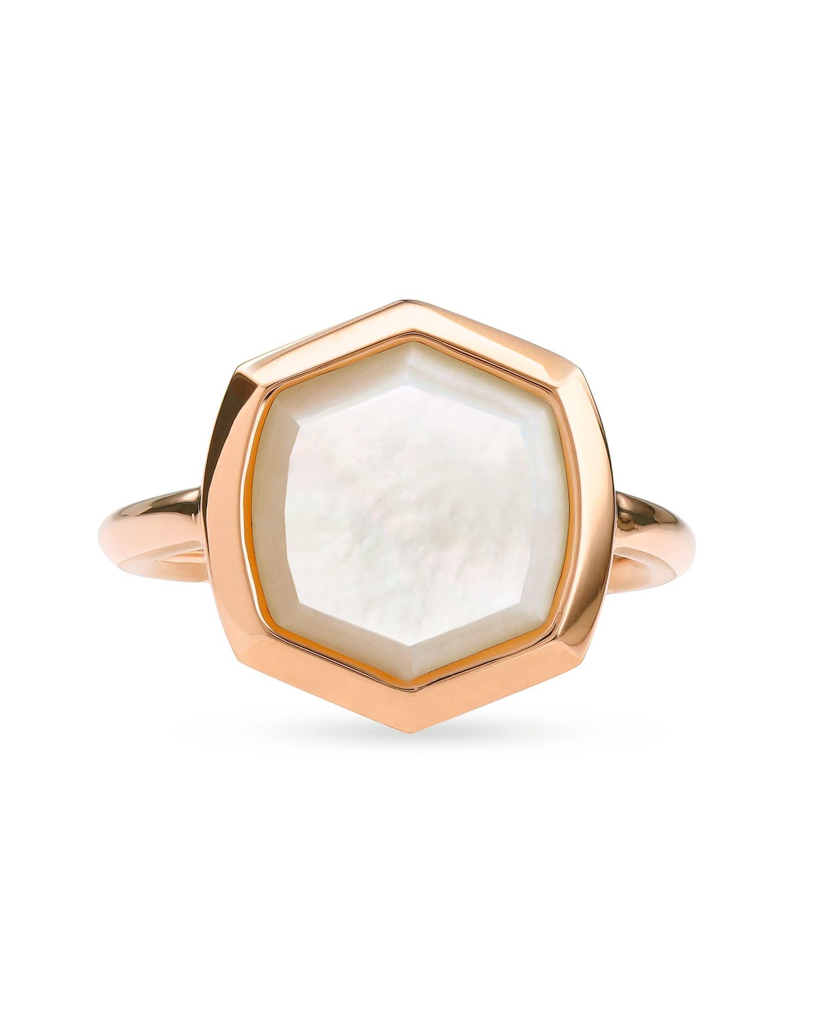 Davis Sterling Silver Cocktail Ring in Ivory Mother-of-Pearl Product Image