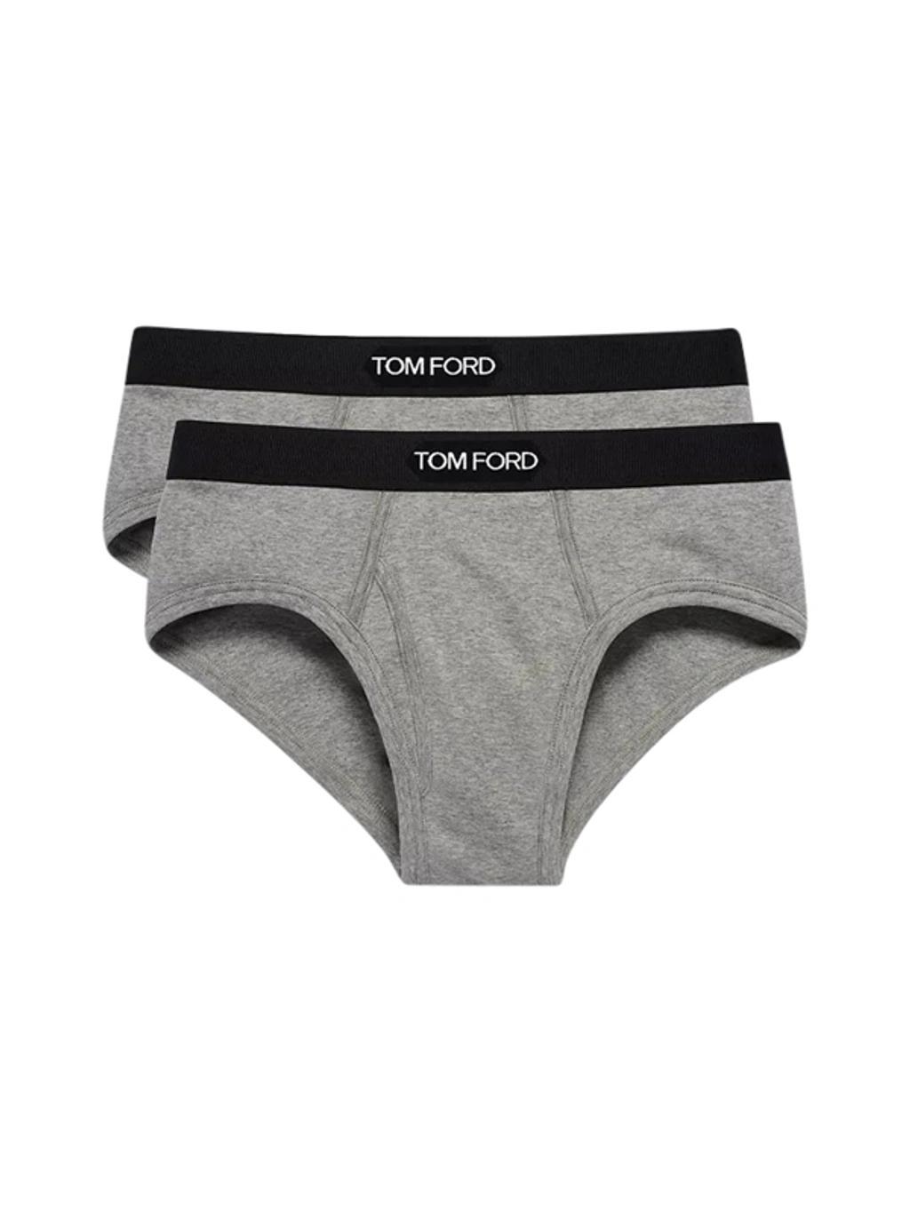 TOM FORD 2-pack Cotton Stretch Jersey Briefs In Grey Product Image