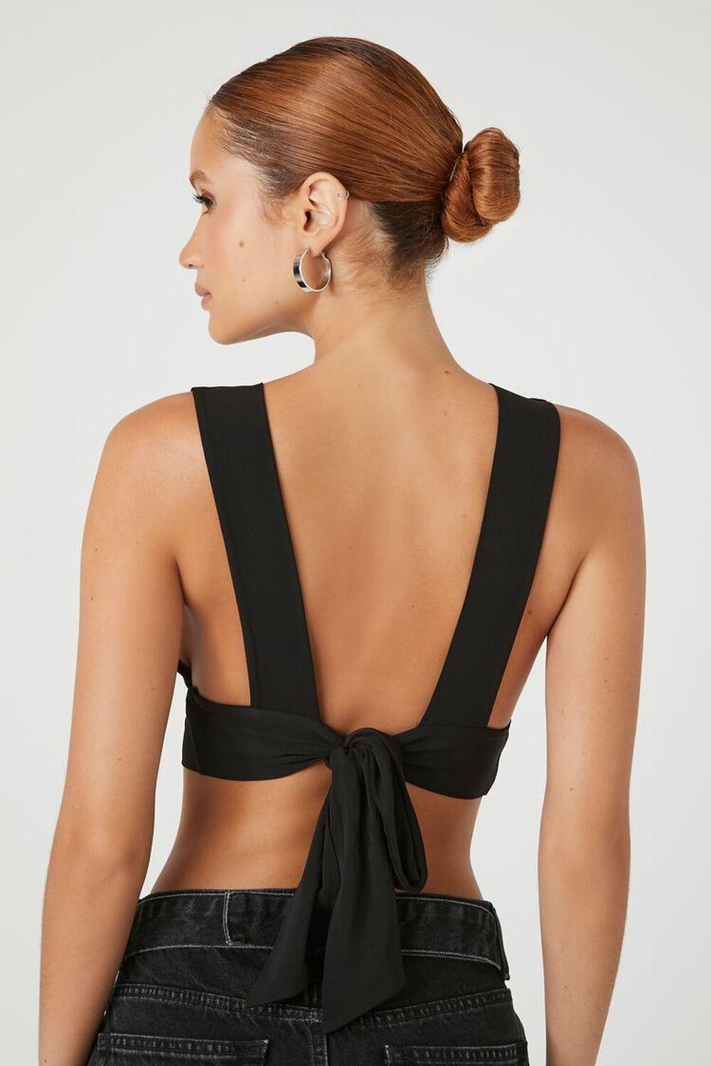 Plunging Tie-Back Crop Top | Forever 21 Product Image