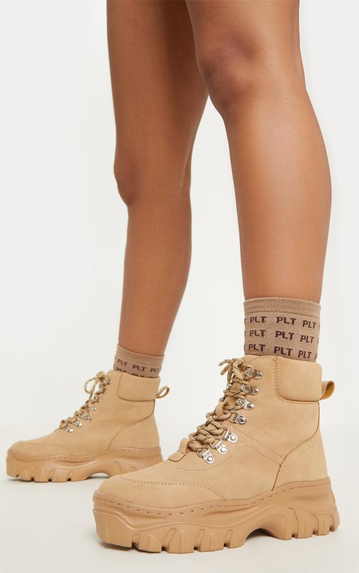 Sand Flatform Chunky Combat Boot Sneakers Product Image