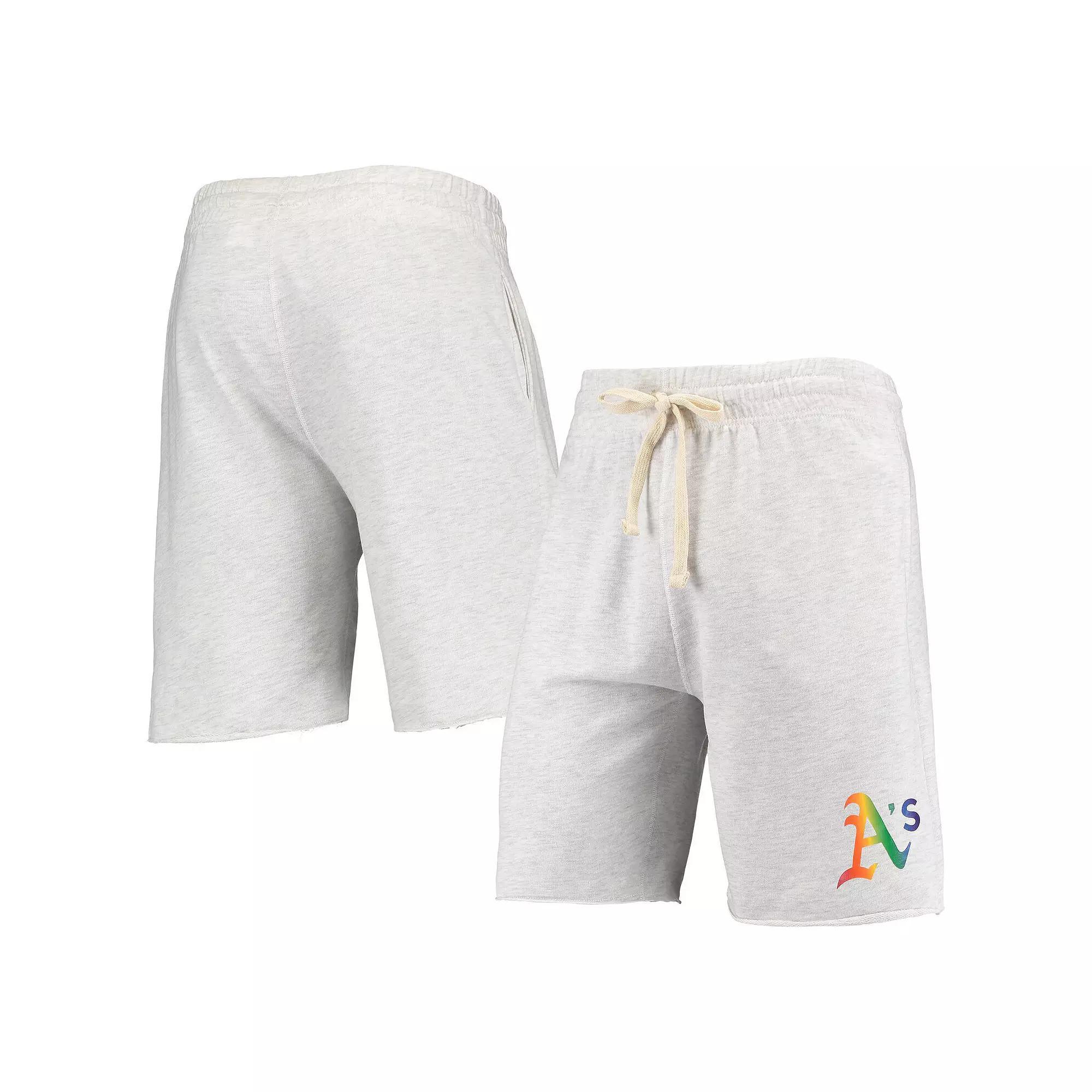 Men's Concepts Sport Oatmeal Oakland Athletics Mainstream Logo Terry Tri-Blend Shorts,  Product Image
