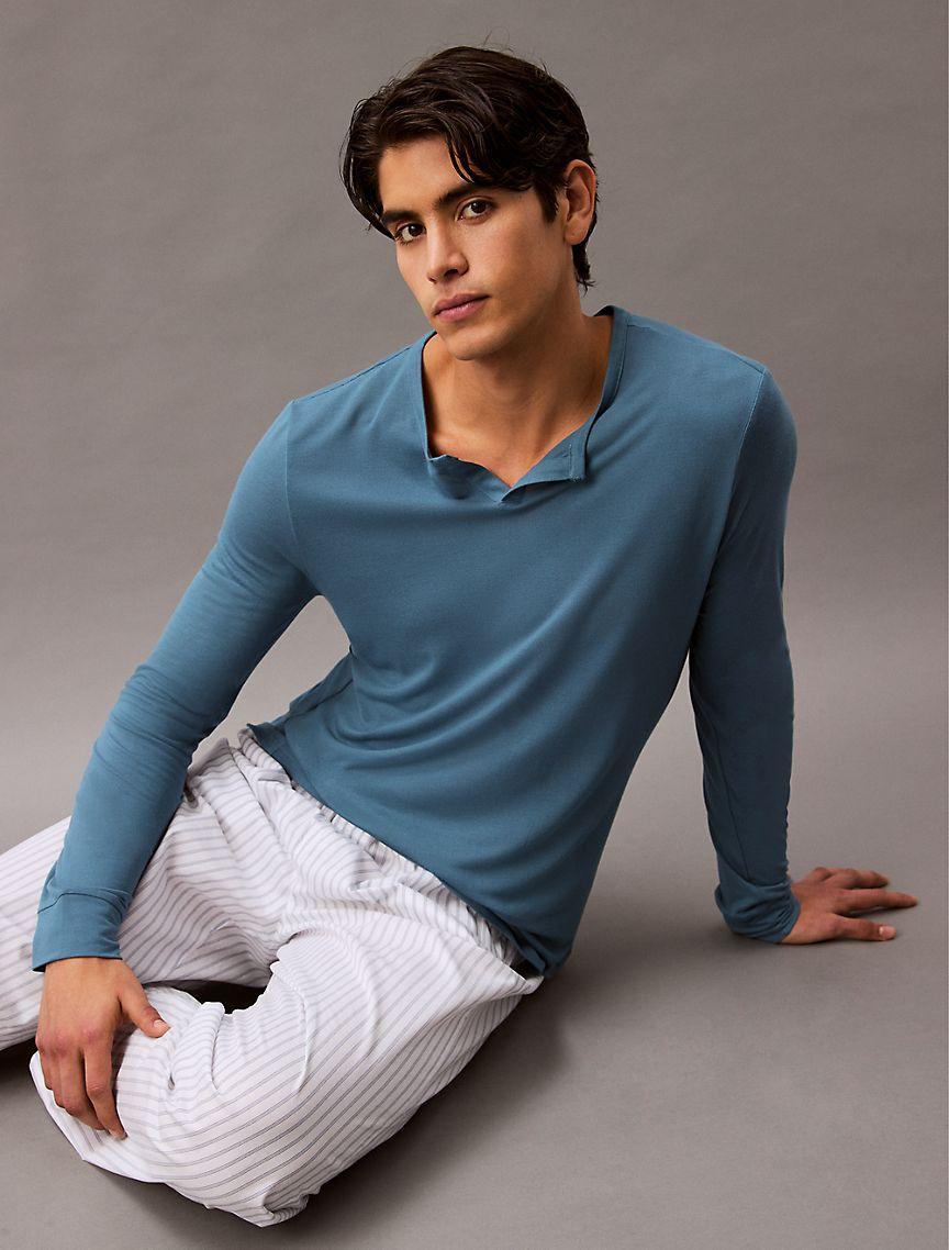 Ultra Soft Modal Pique Henley Sleep Tee Product Image
