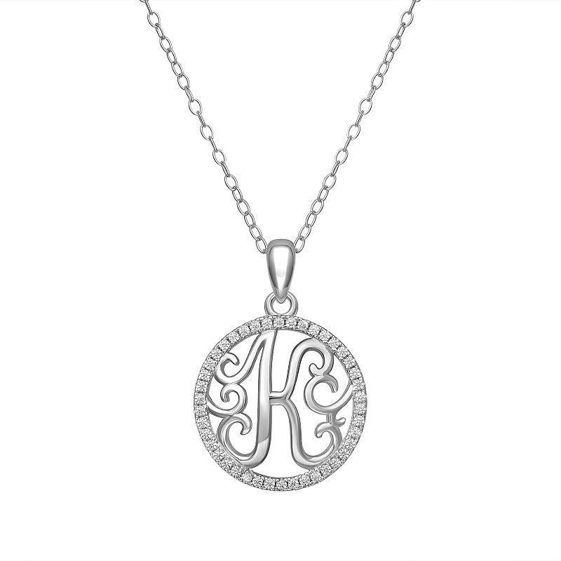 PRIMROSE Sterling Silver Cubic Zirconia Initial Pendant Necklace, Womens Product Image