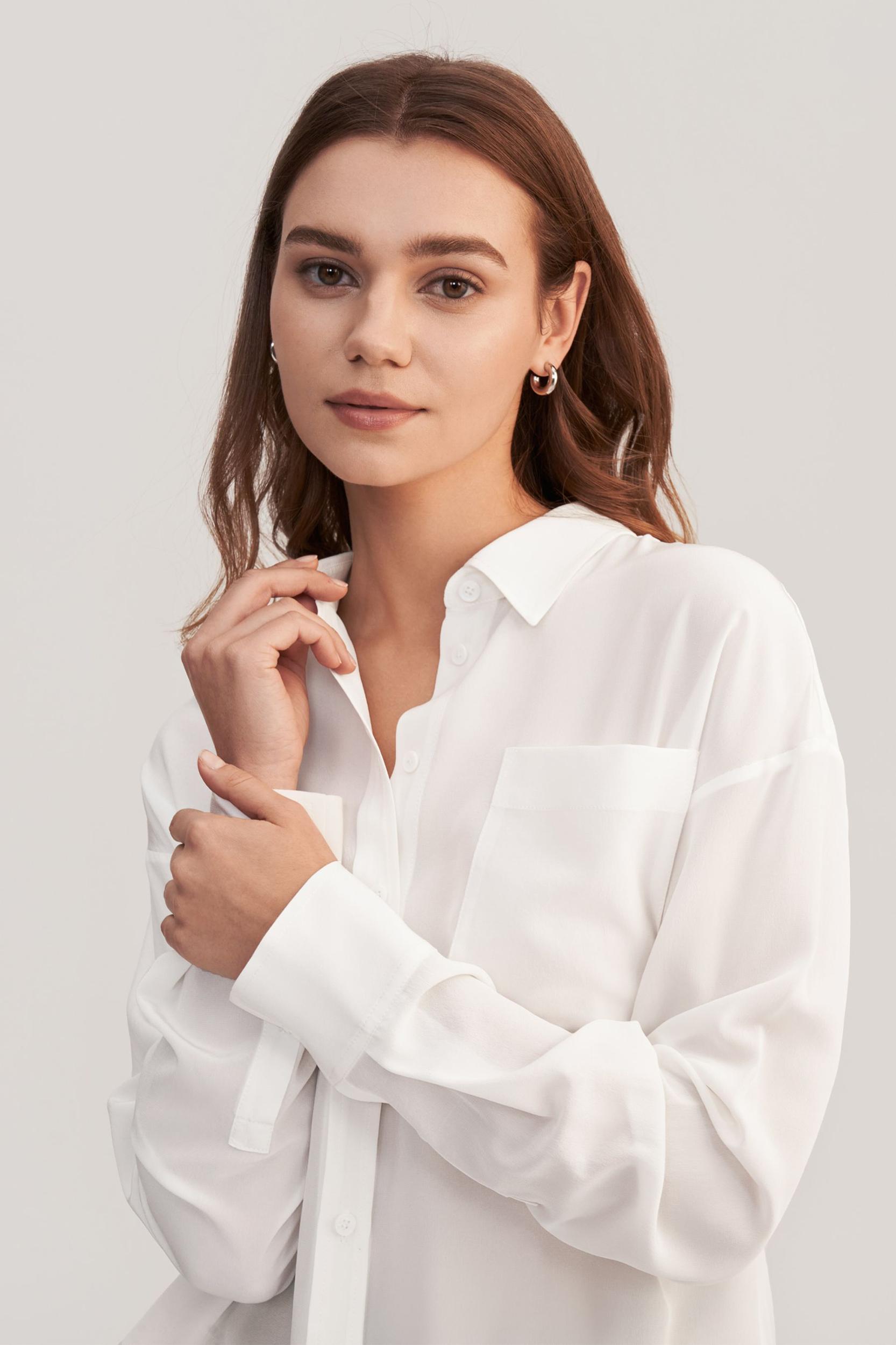 Drop Shoulders Oversize Silk Shirt Product Image