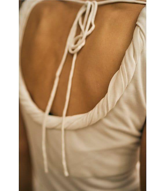 Antonio Melani x M.G. Style Gray Scoop Neck Sleeveless Tie Back Top Product Image