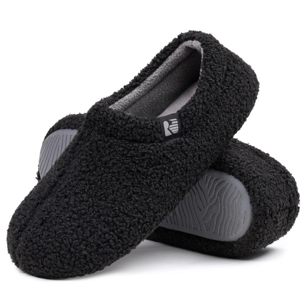 Women's Teddy Fleece Closed Back Slipper, Size 7-8 US Women, Black Product Image