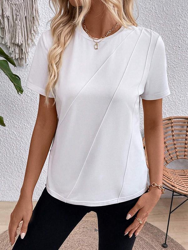 Loose Short Sleeves Solid Color Round-Neck T-Shirts Tops Product Image
