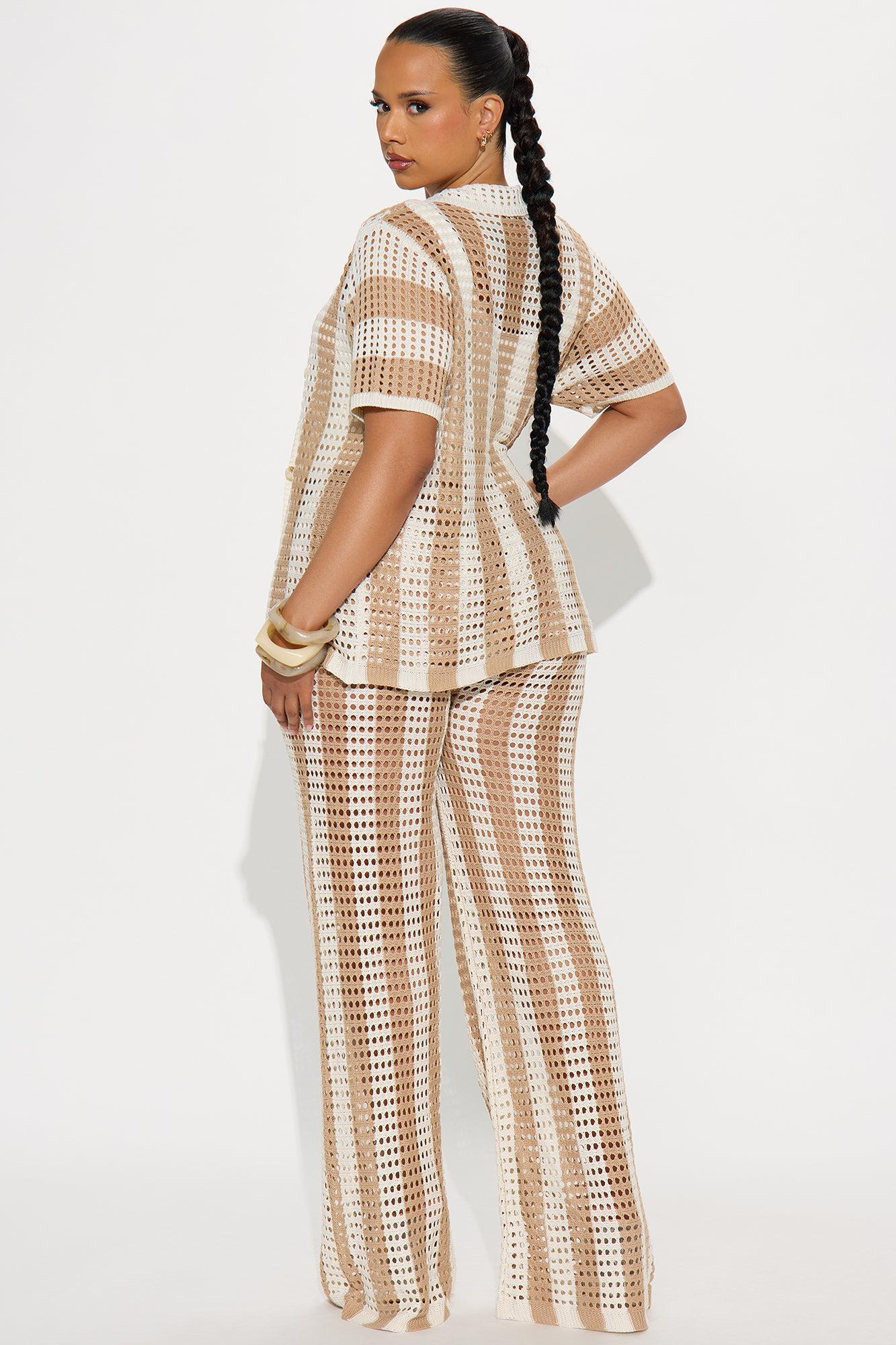 Hayden Crochet Pant Set - Taupe/combo Product Image