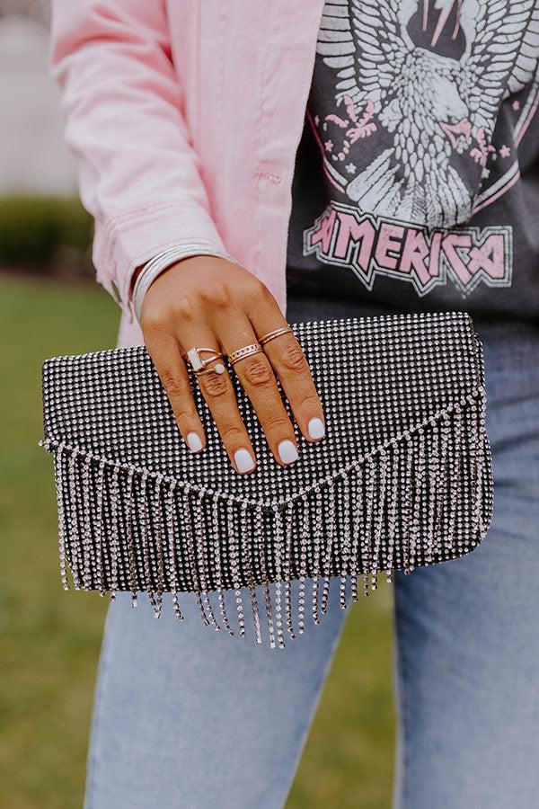 VIP Party Rhinestone Clutch In Black Product Image