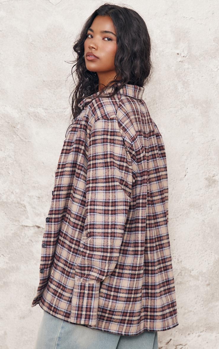 Brown Oversized Flannel Shirt Product Image