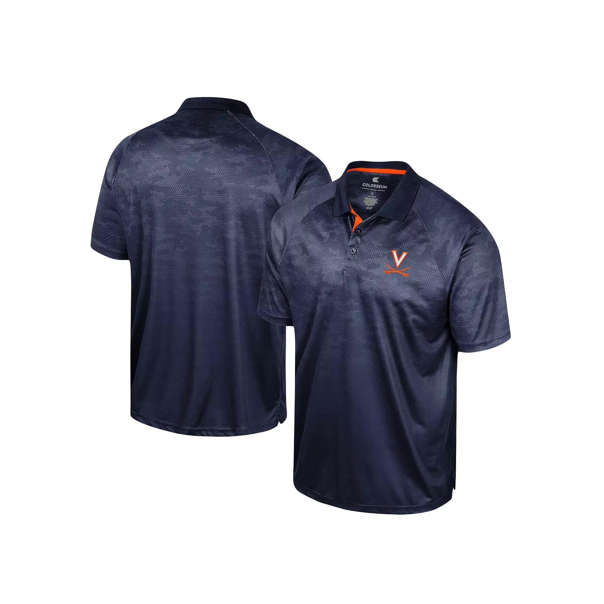 Men's Colosseum Navy Virginia Cavaliers Honeycomb Raglan Polo,  Product Image