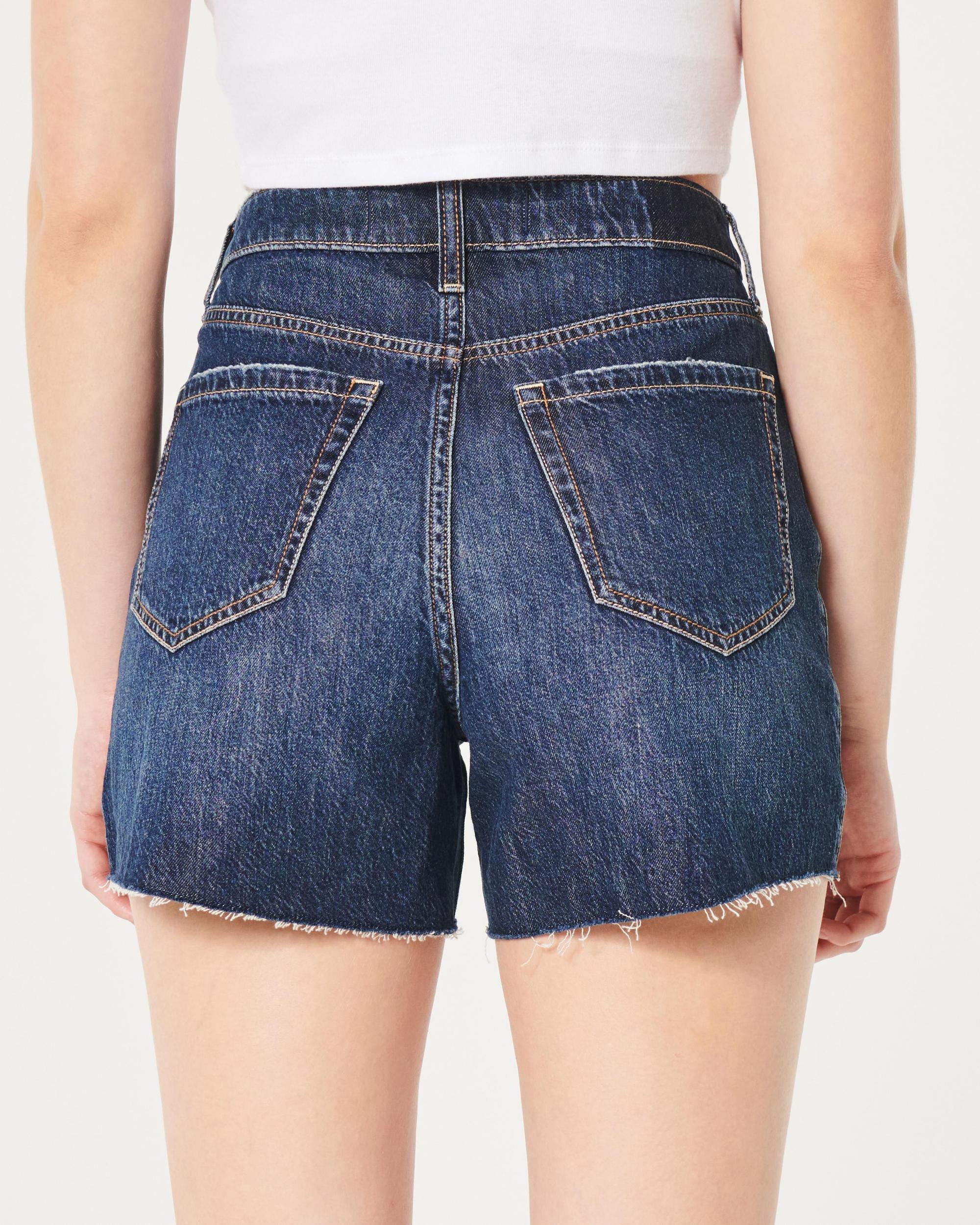 Ultra High-Rise Ripped Medium Wash 90s Denim Shorts 5" Product Image