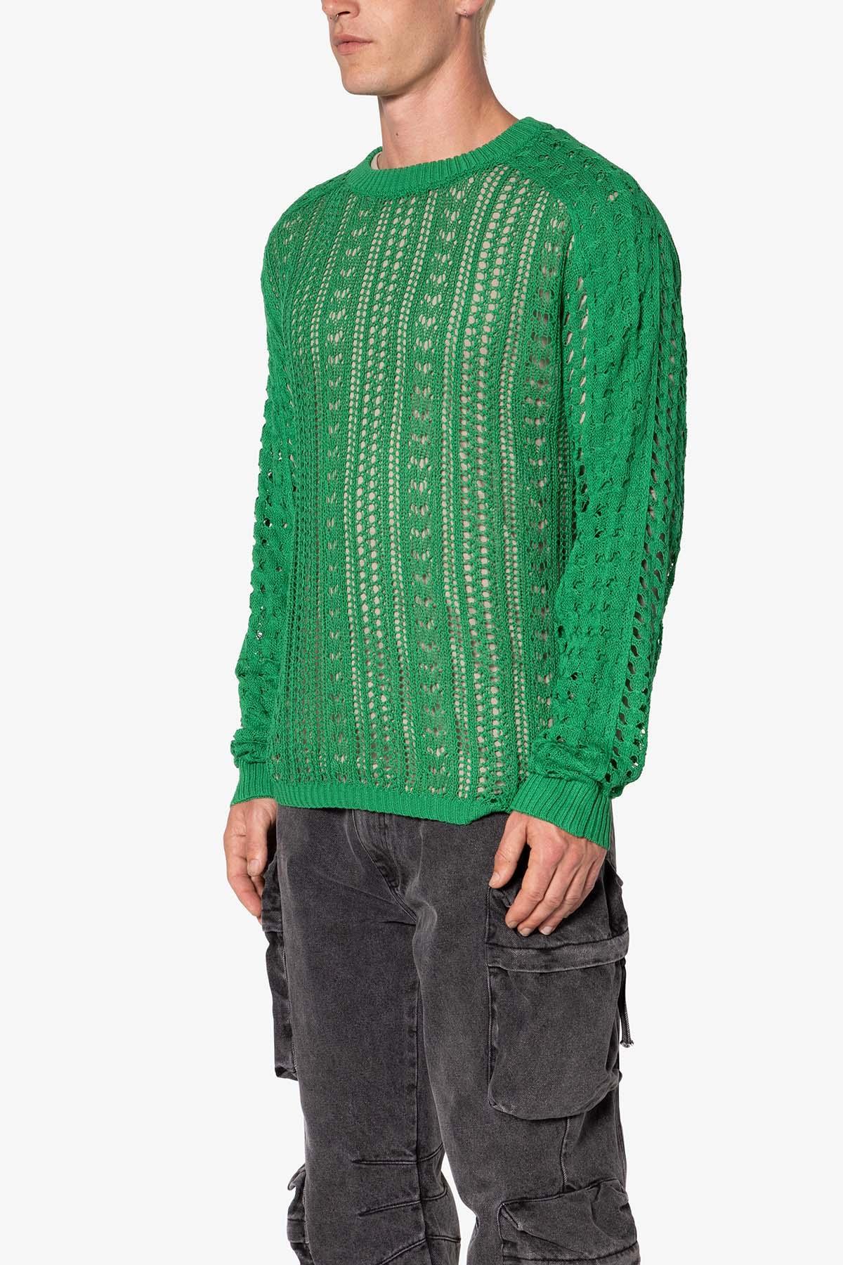 Crochet Knit Sweater - Green Product Image