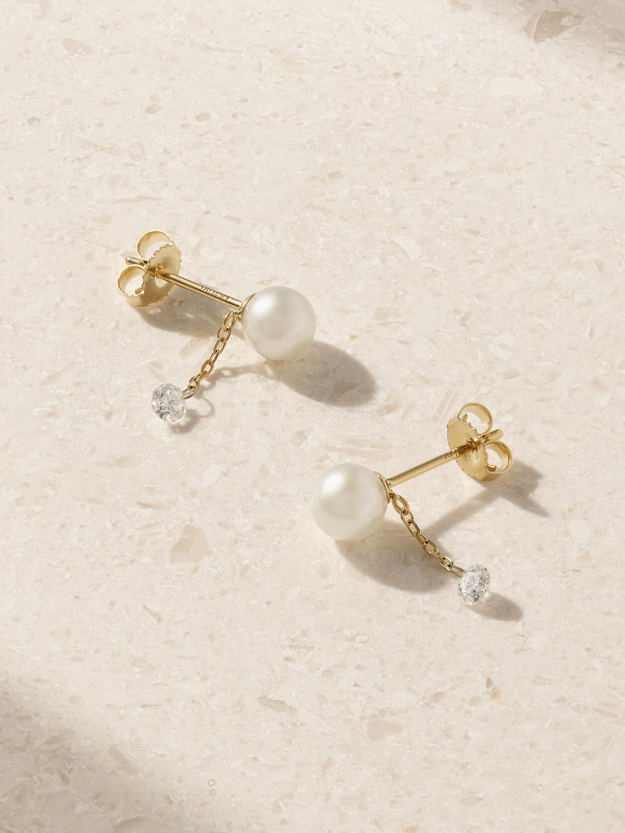 MIZUKI 14-karat Gold, Pearl And Diamond Earrings Product Image