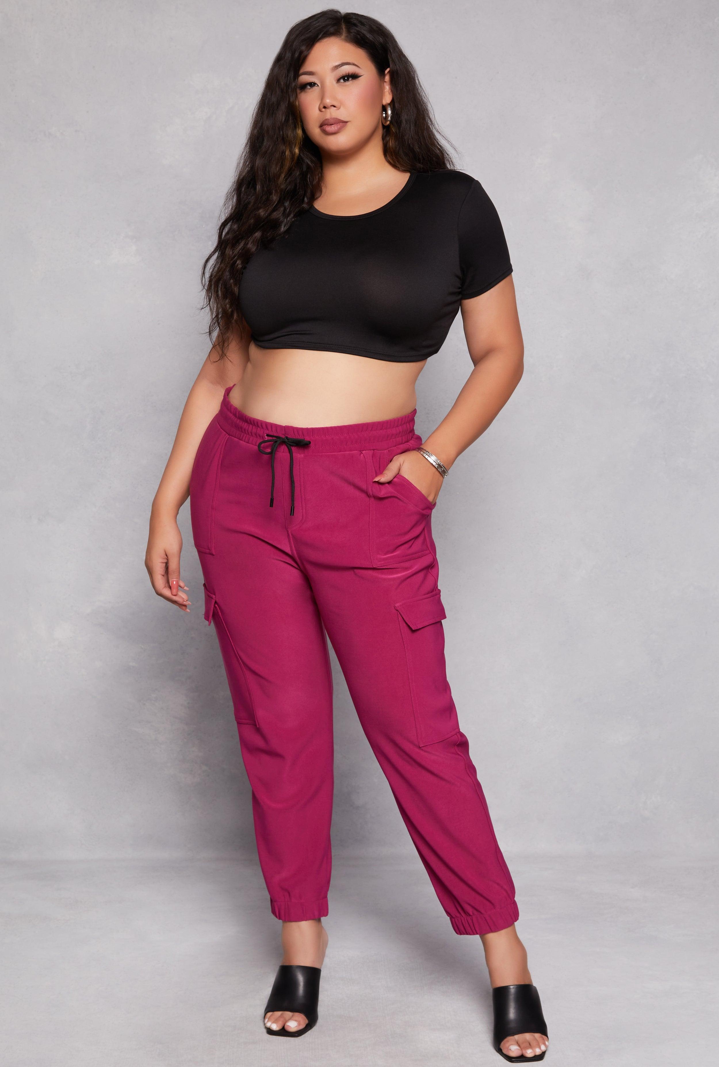 Womens Plus Size Cargo High Waist Joggers Product Image