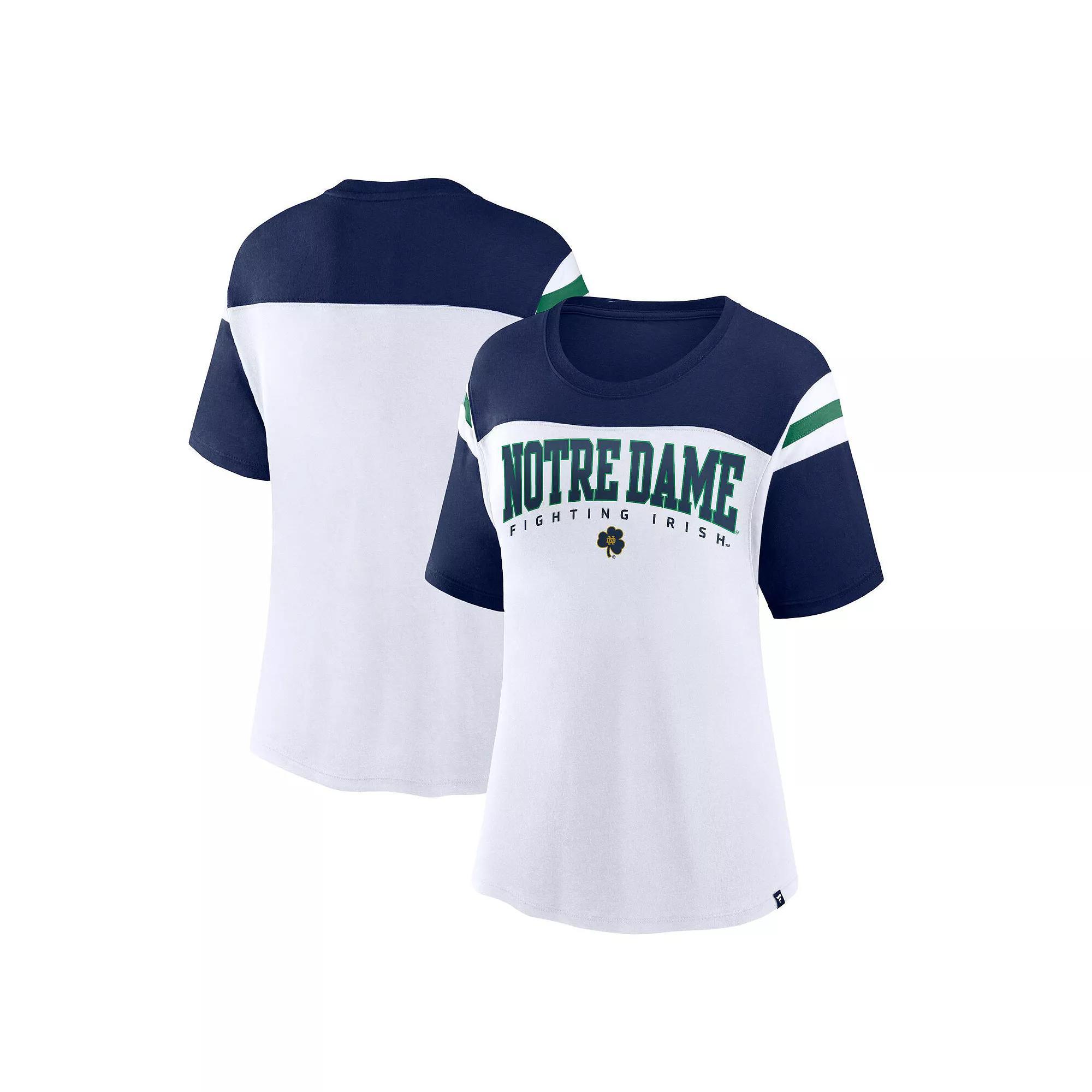 Women's Fanatics White Notre Dame Fighting Irish Color-Block Fundamental Winning T-Shirt, Size: Large Product Image