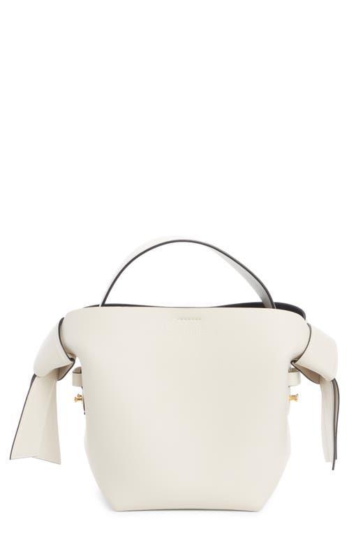 ACNE STUDIOS Mini Musubi Leather Top Handle Bag In White/black Product Image