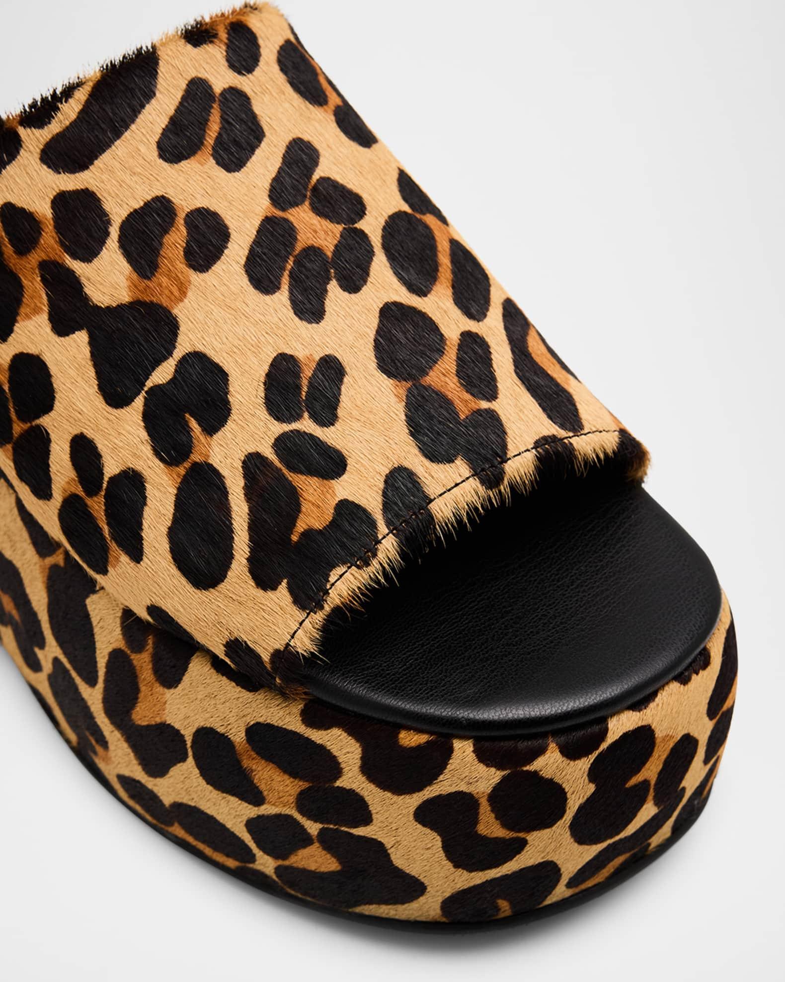 Leopard-Print Faux Fur Platform Sandals Product Image