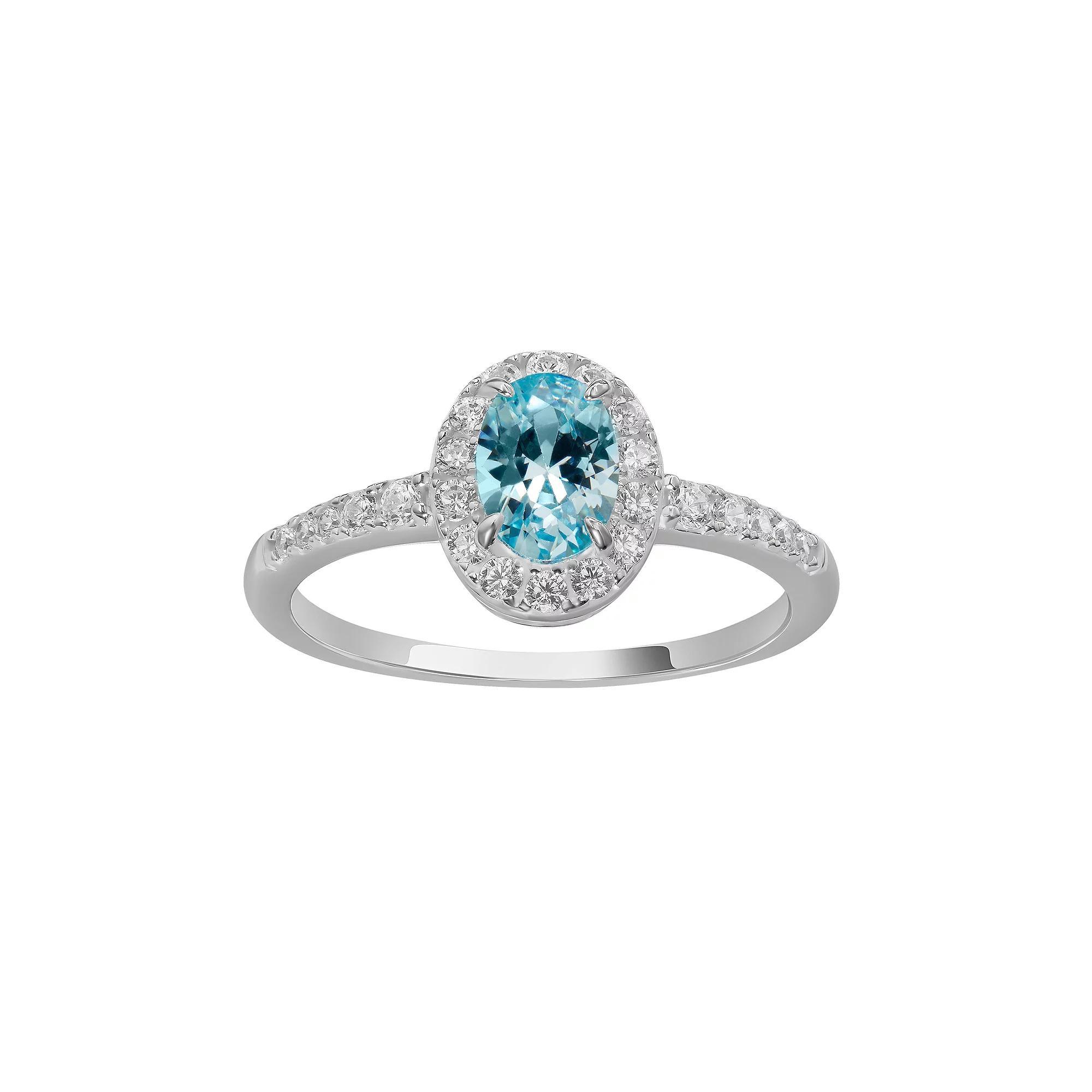 PRIMROSE Sterling Silver Oval Aqua Cubic Zirconia Ring, Women's, Size: 7, Sterling Blue Product Image