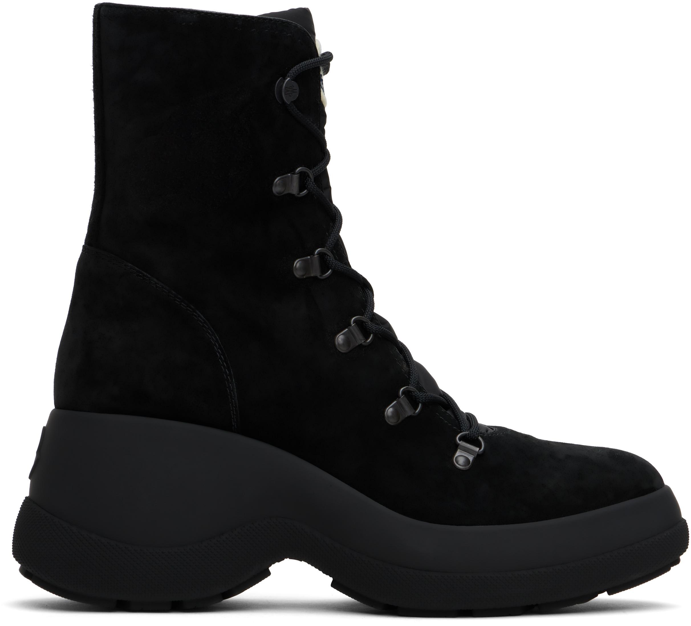 MONCLER Women's Resile Trek Suede Ankle Boot In 999 Black Product Image