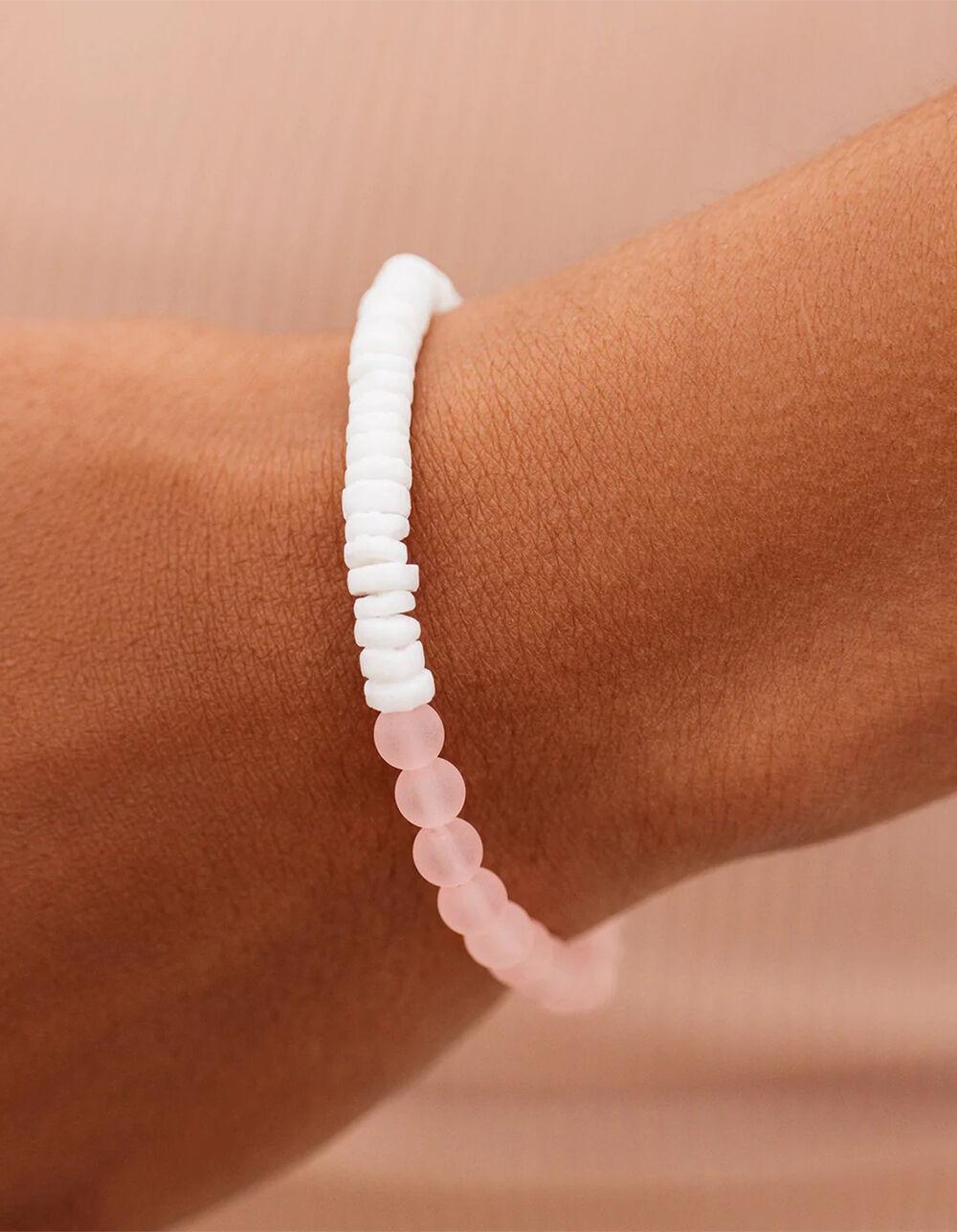 PURA VIDA Puka Shell & Frosted Bead Stretch Bracelet Product Image