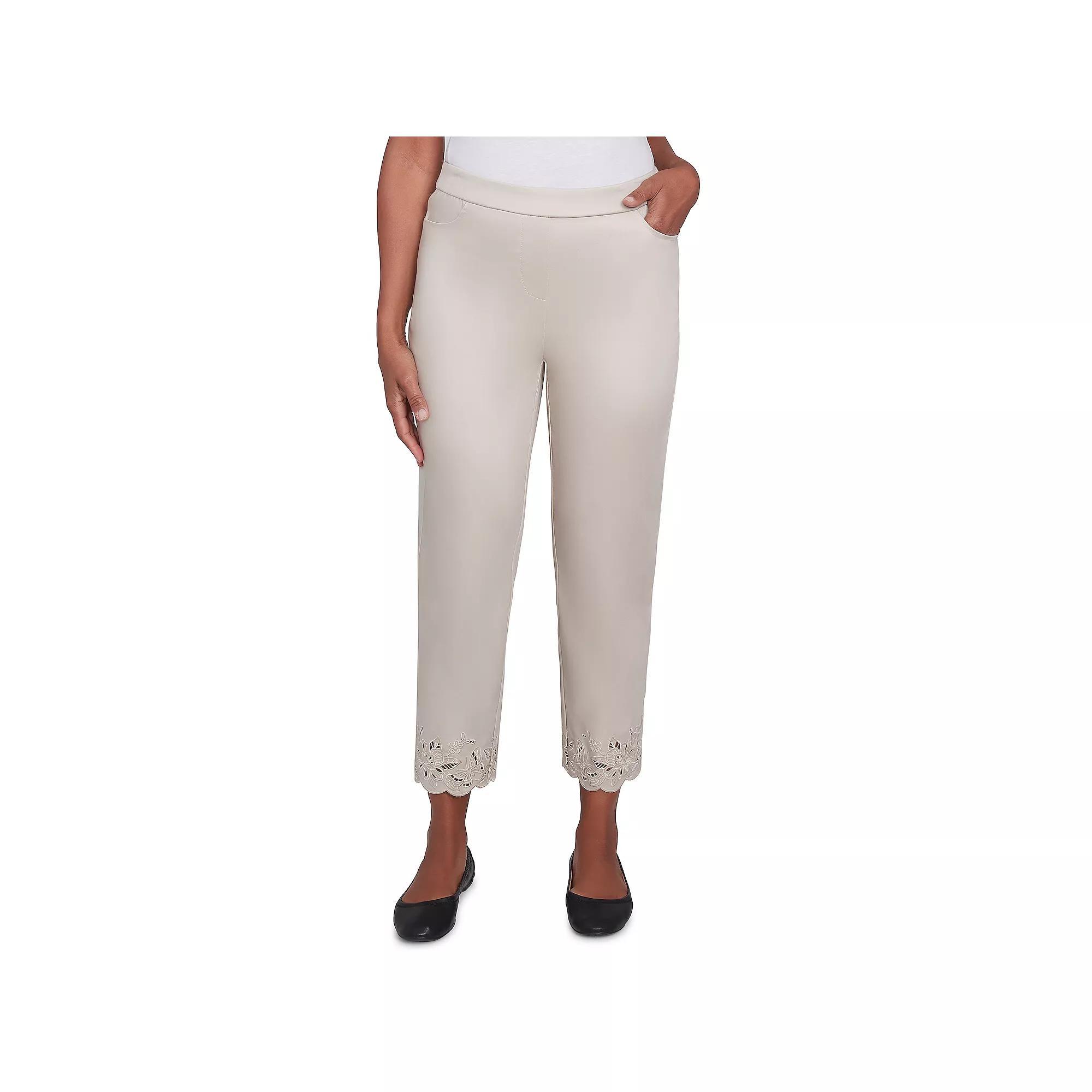 Petite Alfred Dunner Floral Cut Out Ankle Pants, Women's, Size: 12 Petite, Brown Product Image