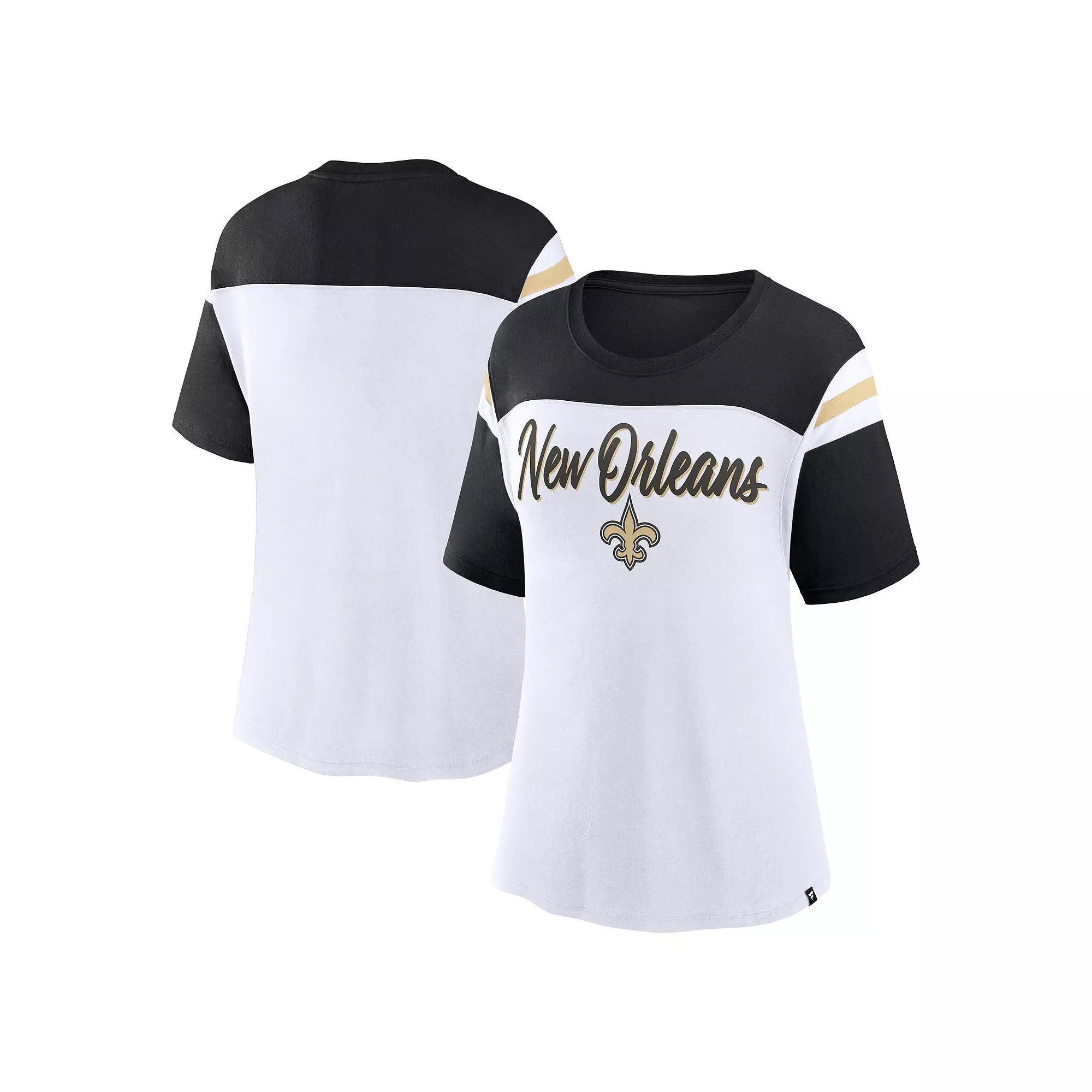 Women's Fanatics White/Black New Orleans Saints Cheer Chant Fashion T-Shirt, Size: Large Product Image