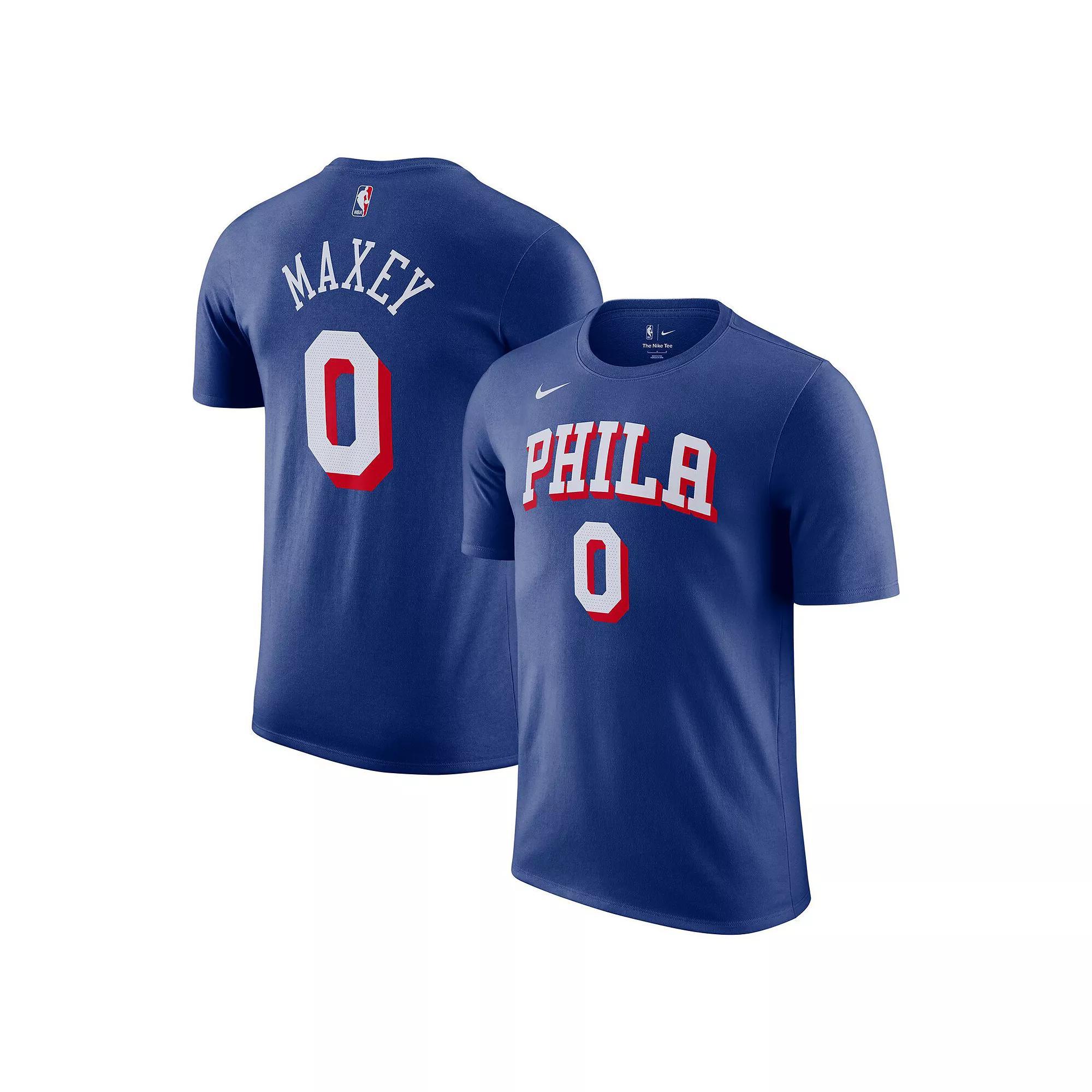 Men's Nike Tyrese Maxey Royal Philadelphia 76ers Icon Edition Name & Number T-Shirt,  Product Image