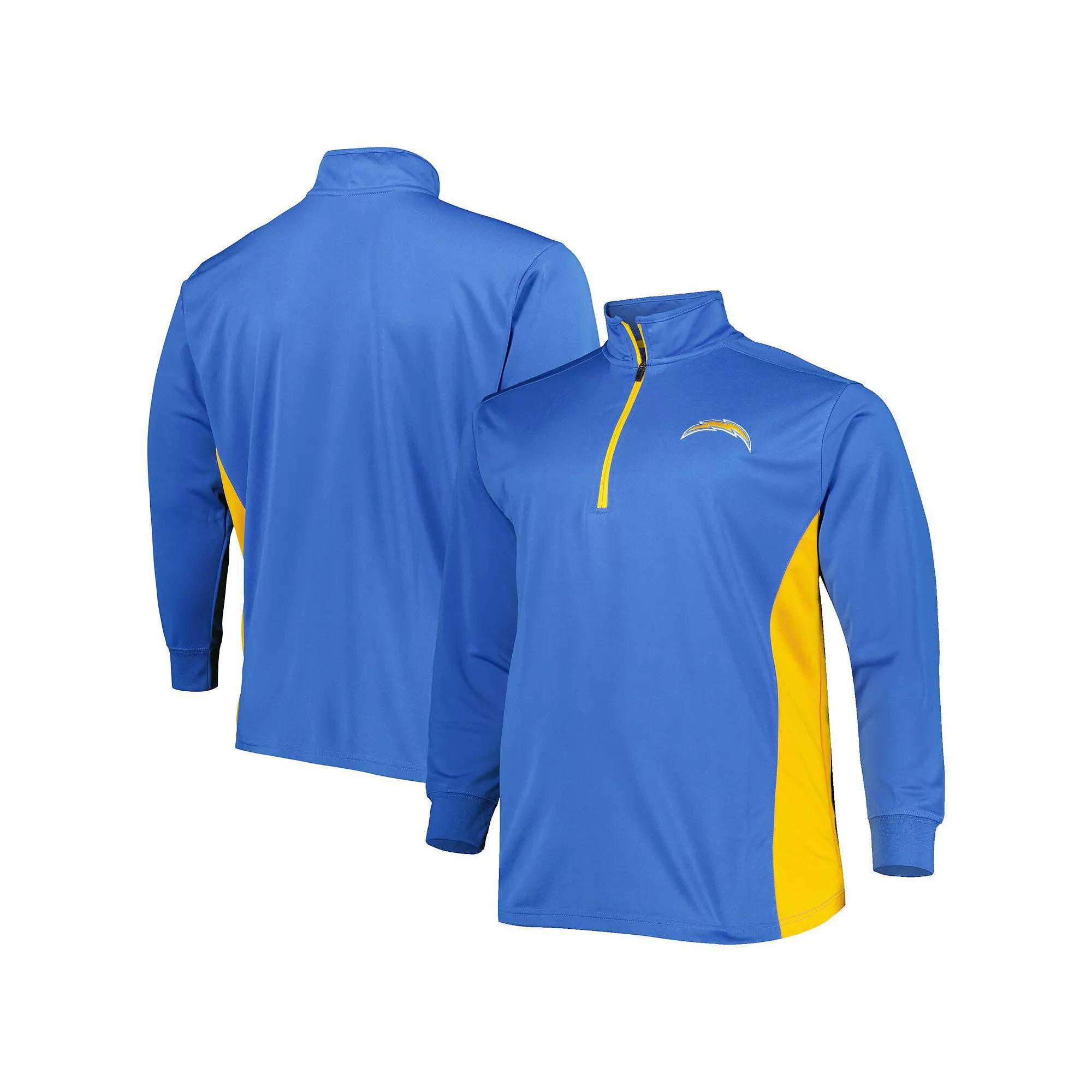 Men's Powder Blue/Gold Los Angeles Chargers Big & Tall Quarter-Zip Jacket, Size: 3XB, Light Product Image