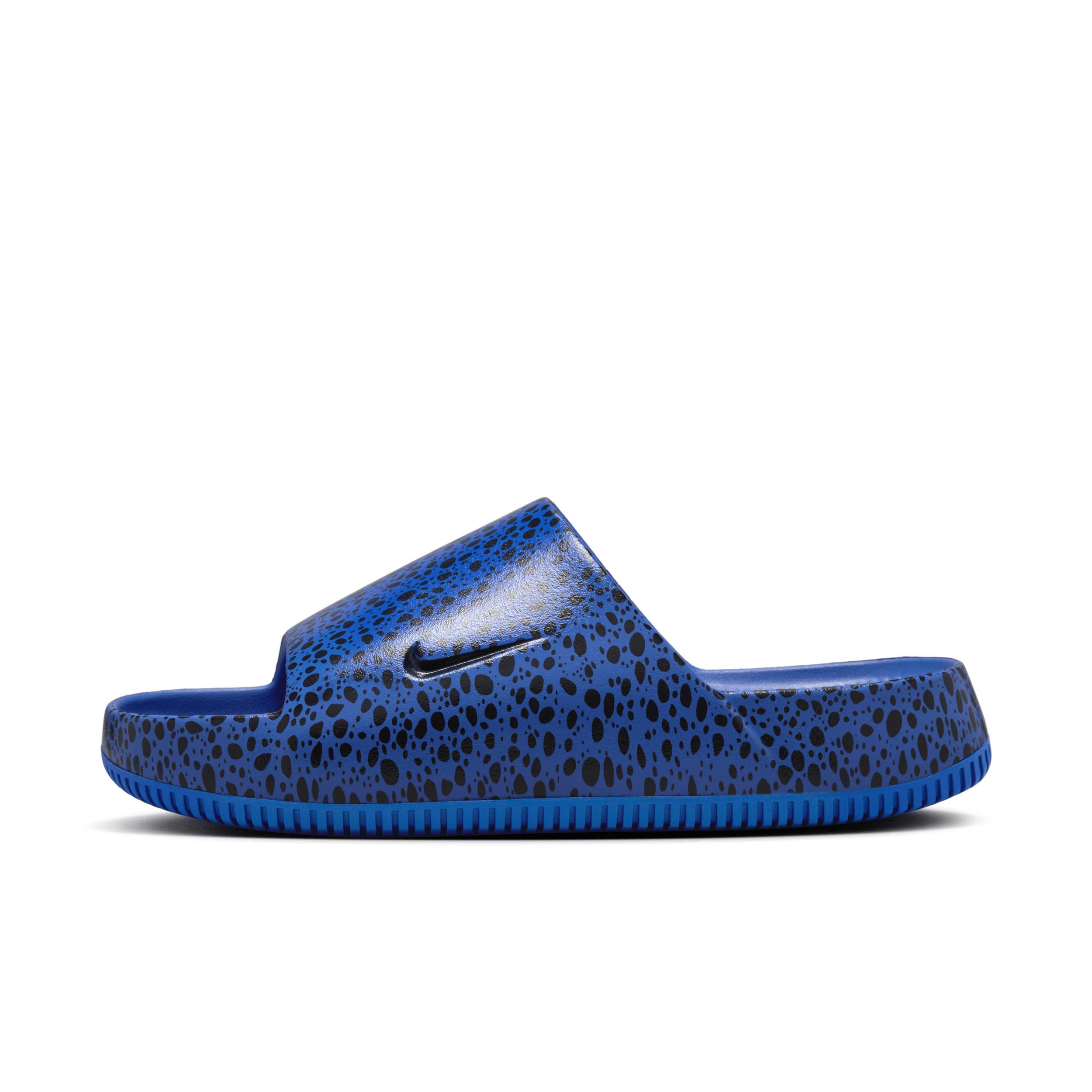 NIKE Mens  Calm Slides Print Ns In Racer Blue/dk Obsidian/racer Blue Product Image