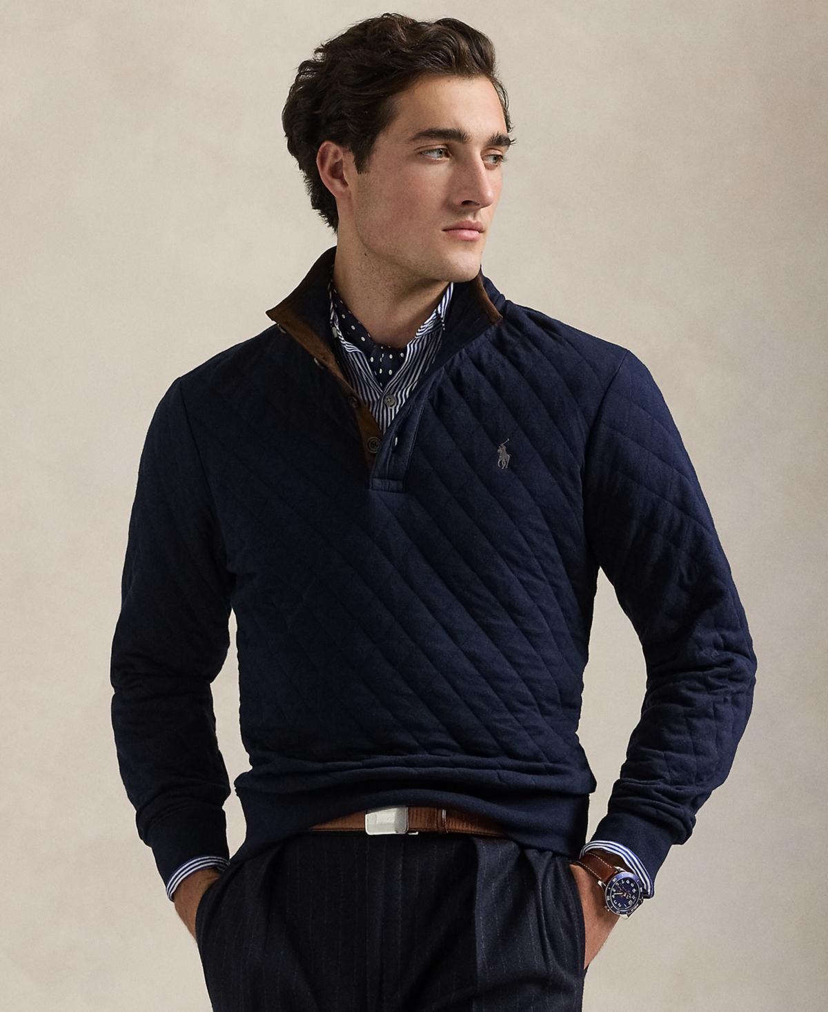 POLO RALPH LAUREN Men's Quilted Double-knit Jersey Pullover In Aviatr Nvy Product Image