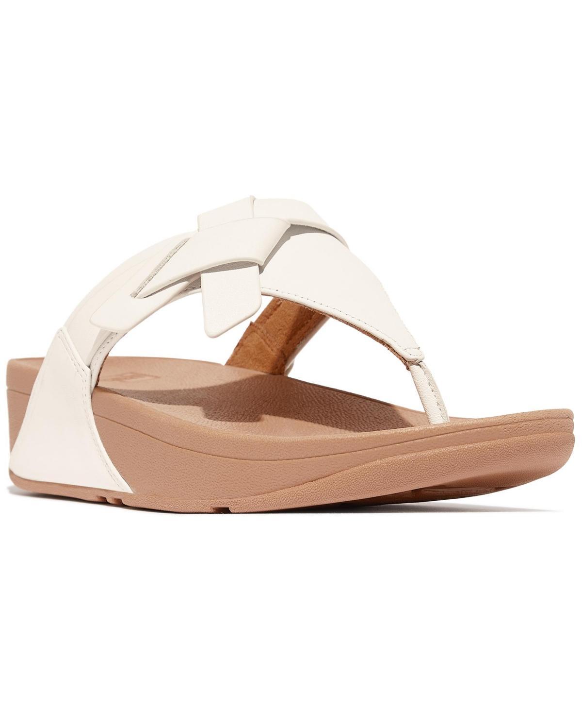 FitFlop Lulu Folded-Knot Leather Toe-Post Sandals (Urban White) Women's Sandals Product Image