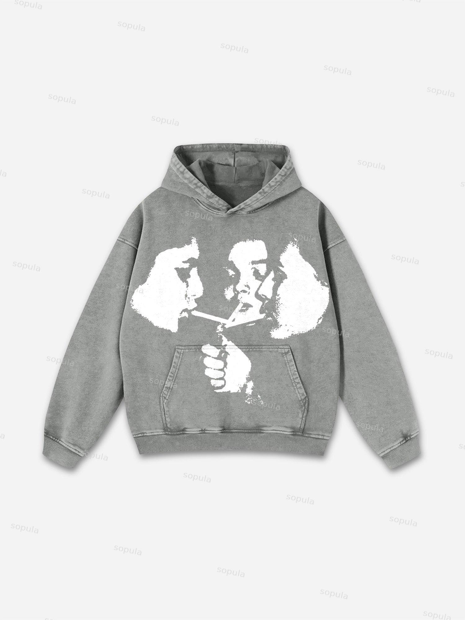 Vintage Spider Graphic Acid Washed Oversized Hoodie Product Image