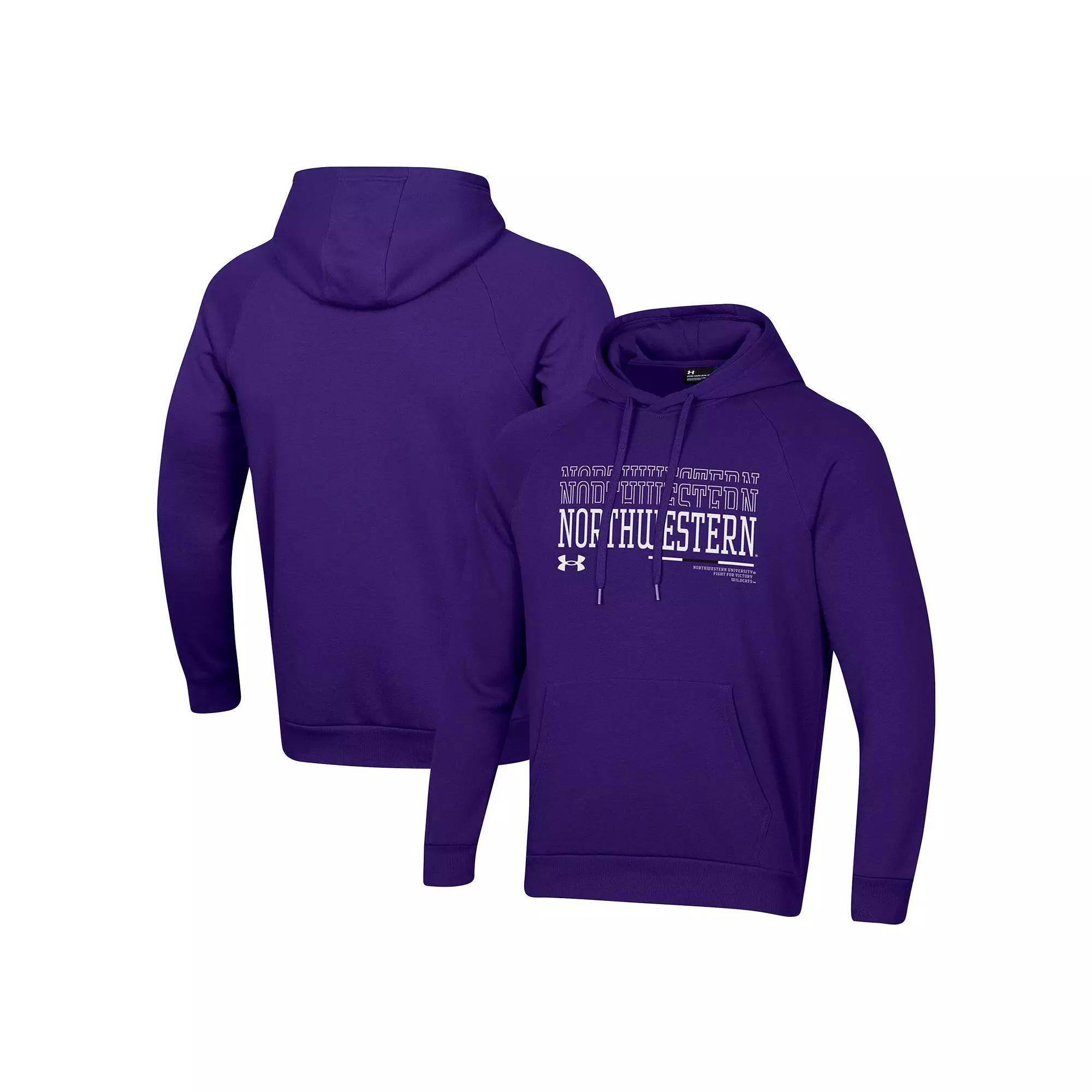 Men's Under Armour Purple Northwestern Wildcats 2024 Sideline Wordmark Rival Pullover Hoodie, Size: XL Product Image