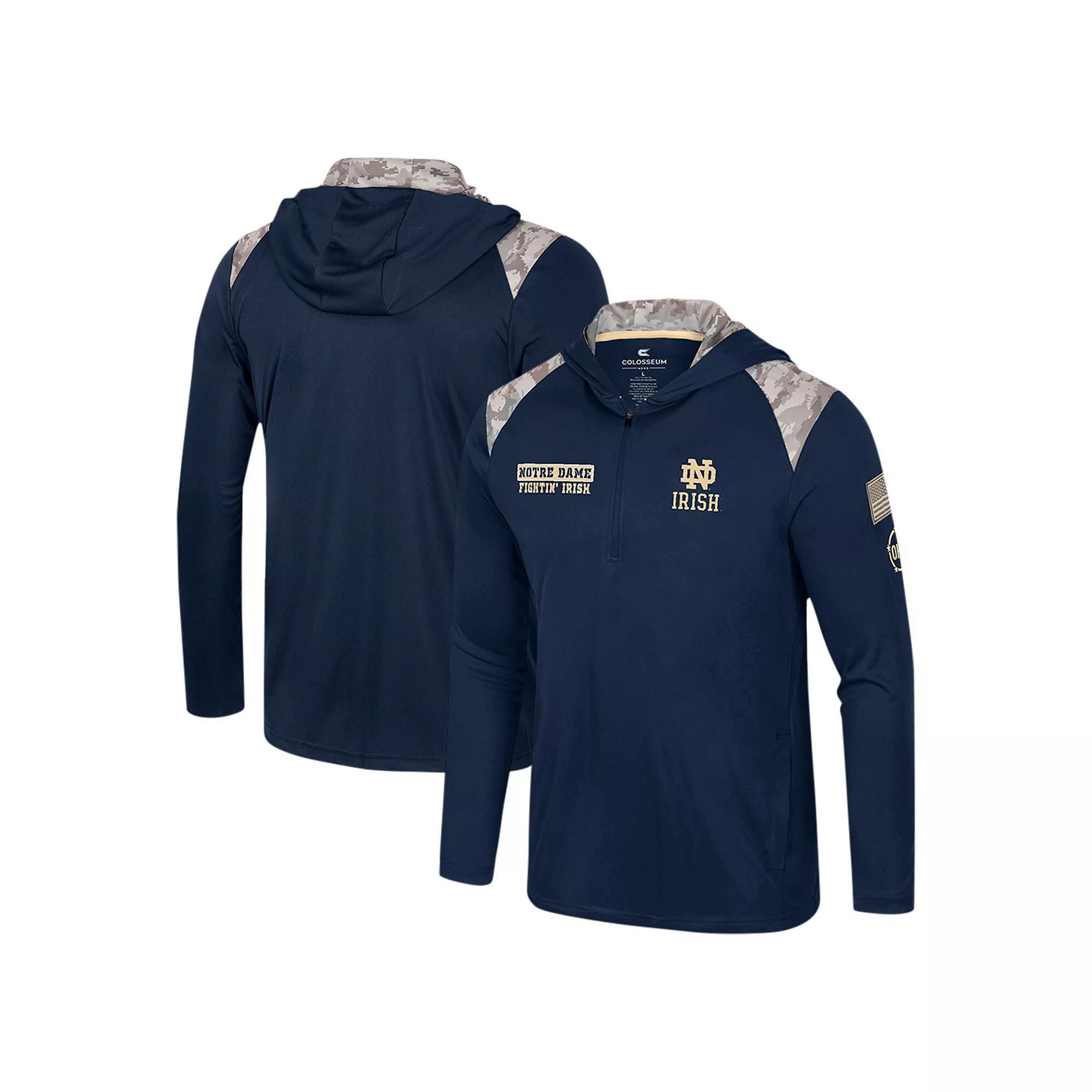 Men's Colosseum Navy Notre Dame Fighting Irish OHT Military Appreciation Quarter-Zip Hoodie Jacket, Size: Medium, Blue Product Image