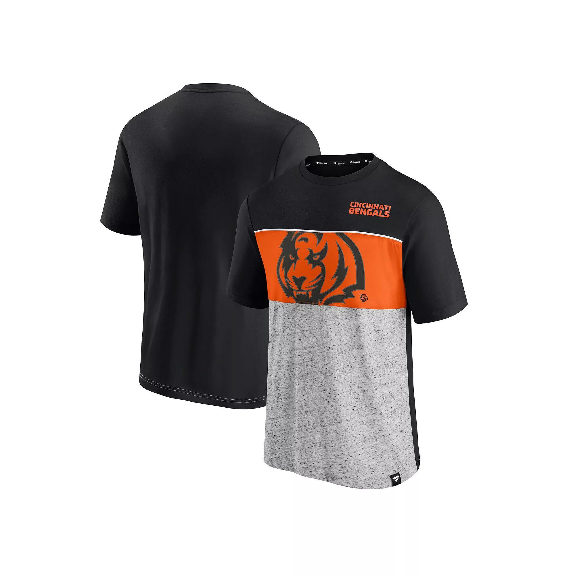 Men's Fanatics Black Cincinnati Bengals Colorblock T-Shirt, Size: Small Product Image