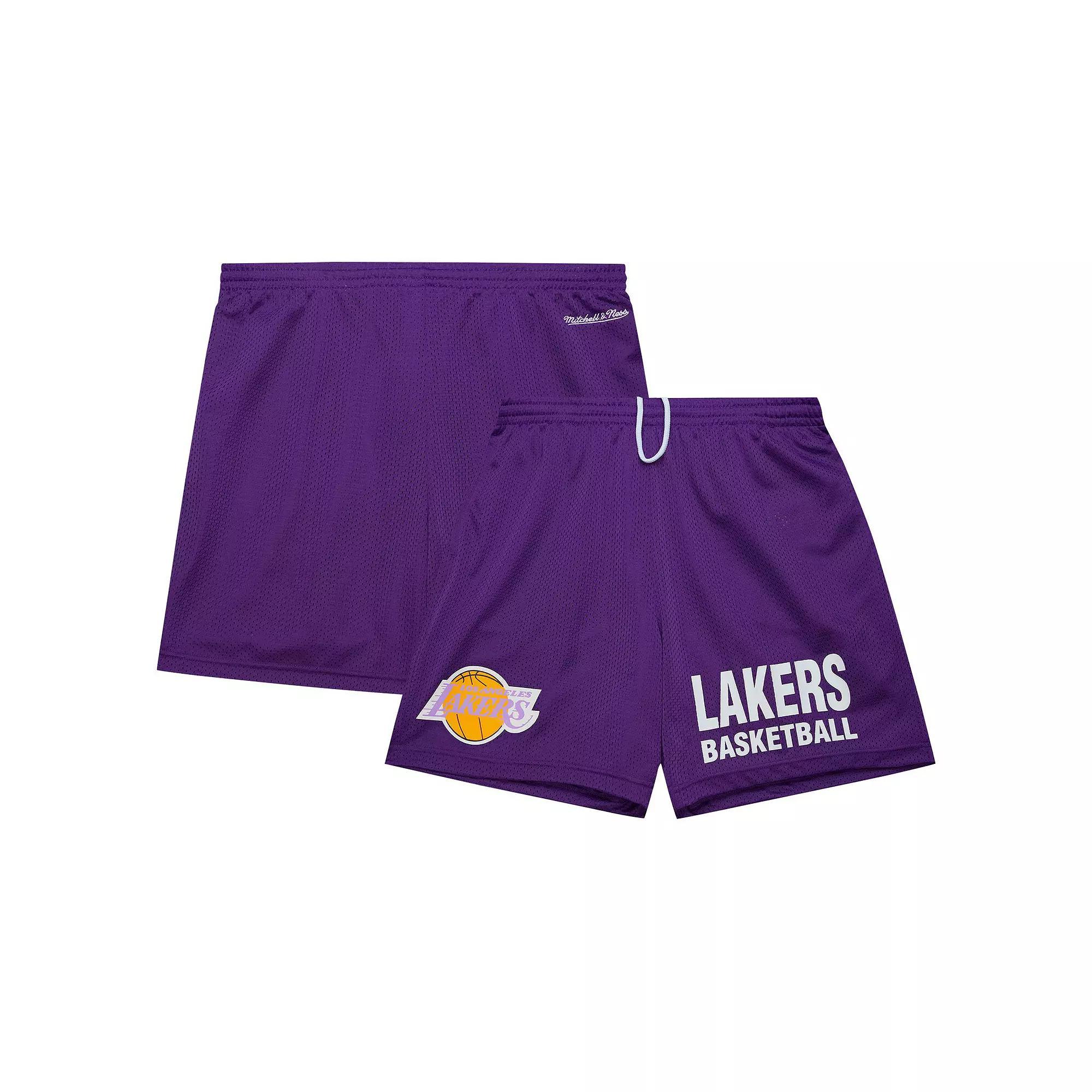 Men's Mitchell & Ness Purple Los Angeles Lakers Hardwood Classics Gameday Mesh Shorts, Size: Large Product Image