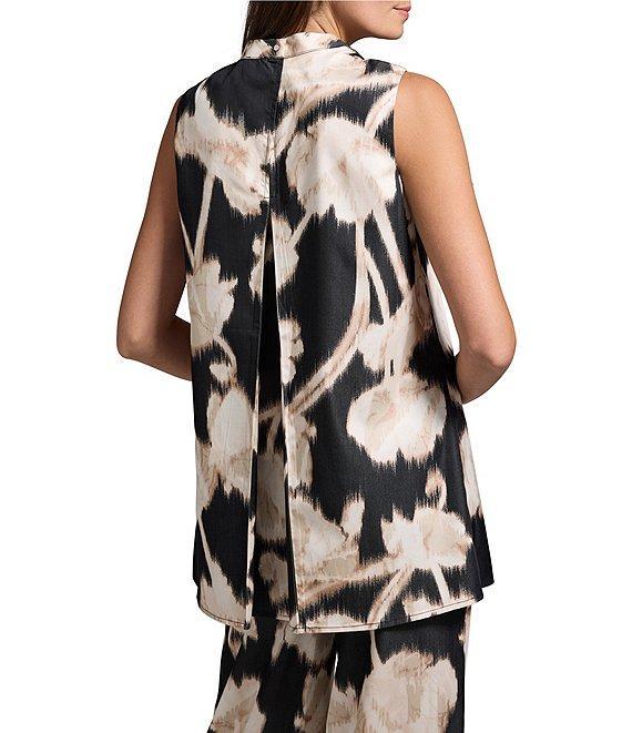 NIC + ZOE Midnight Florals Stand Collar Sleeveless Tunic Top Product Image