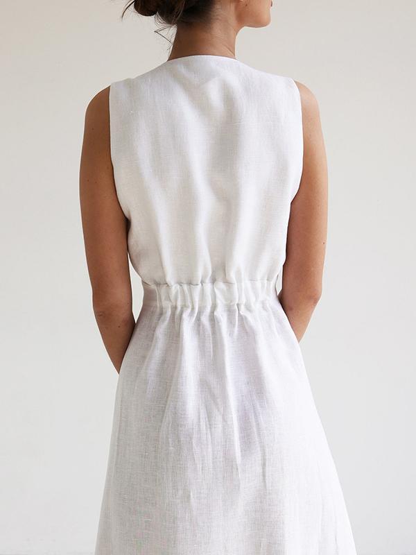 Loose Sleeveless Split-Joint V-Neck Maxi Dresses Product Image