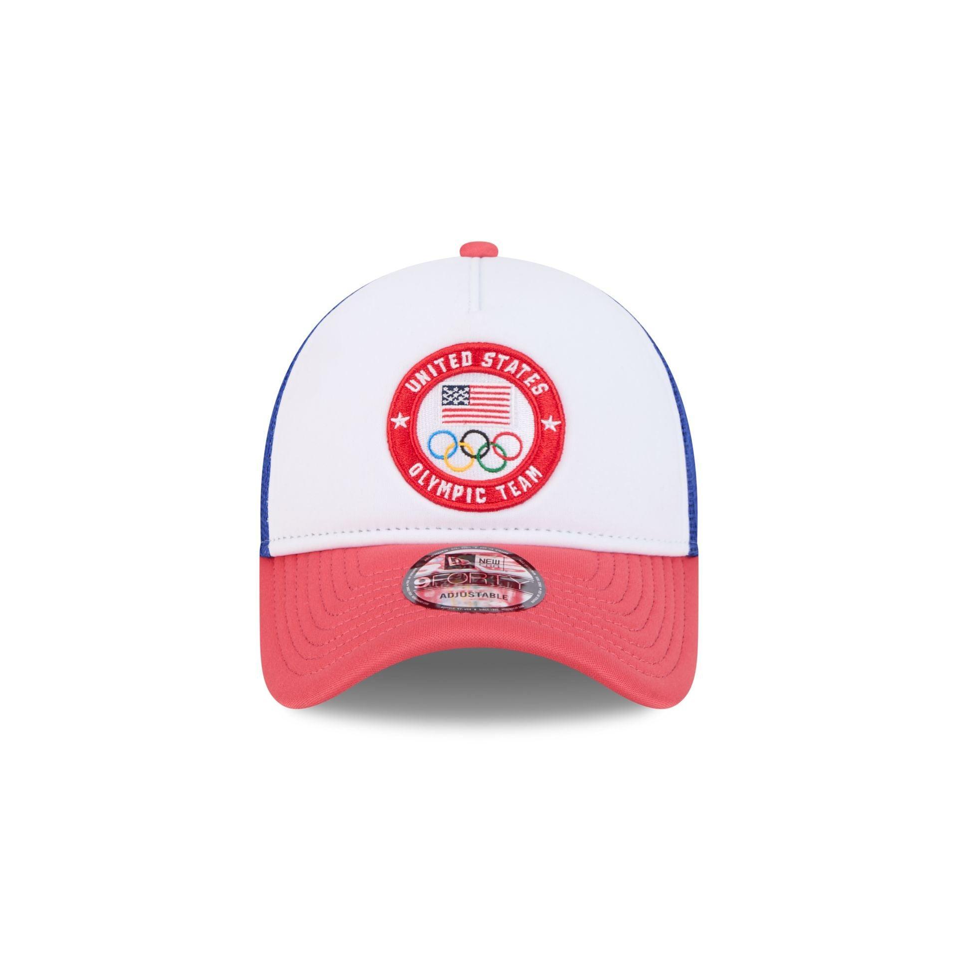 Team USA Olympics White 9FORTY A-Frame Trucker Hat Male Product Image